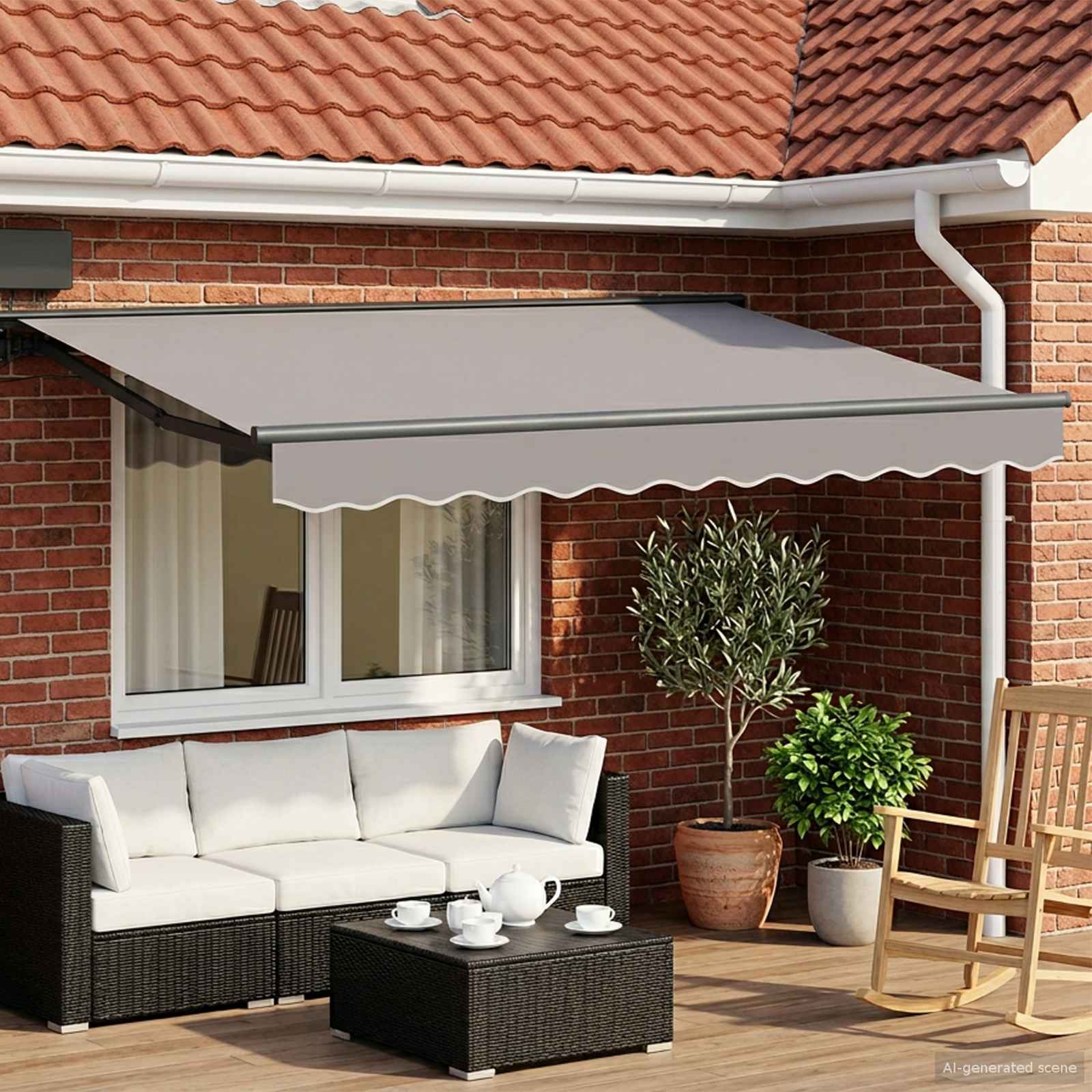 Electric Retractable Awning Frame Anthrazit 3 x 2 m Stahl