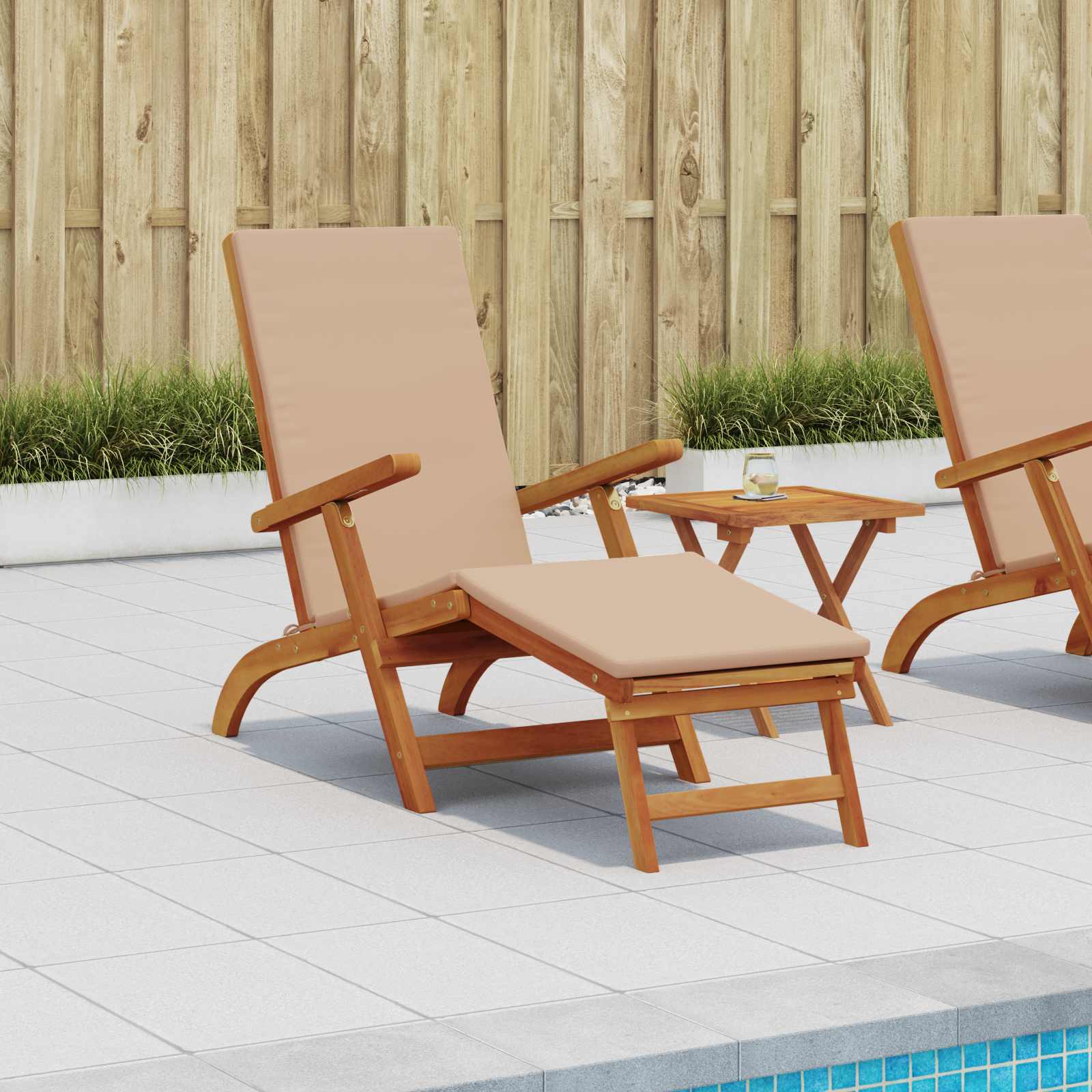 Reclining and Folding Sunlounger Massivholz Akazie