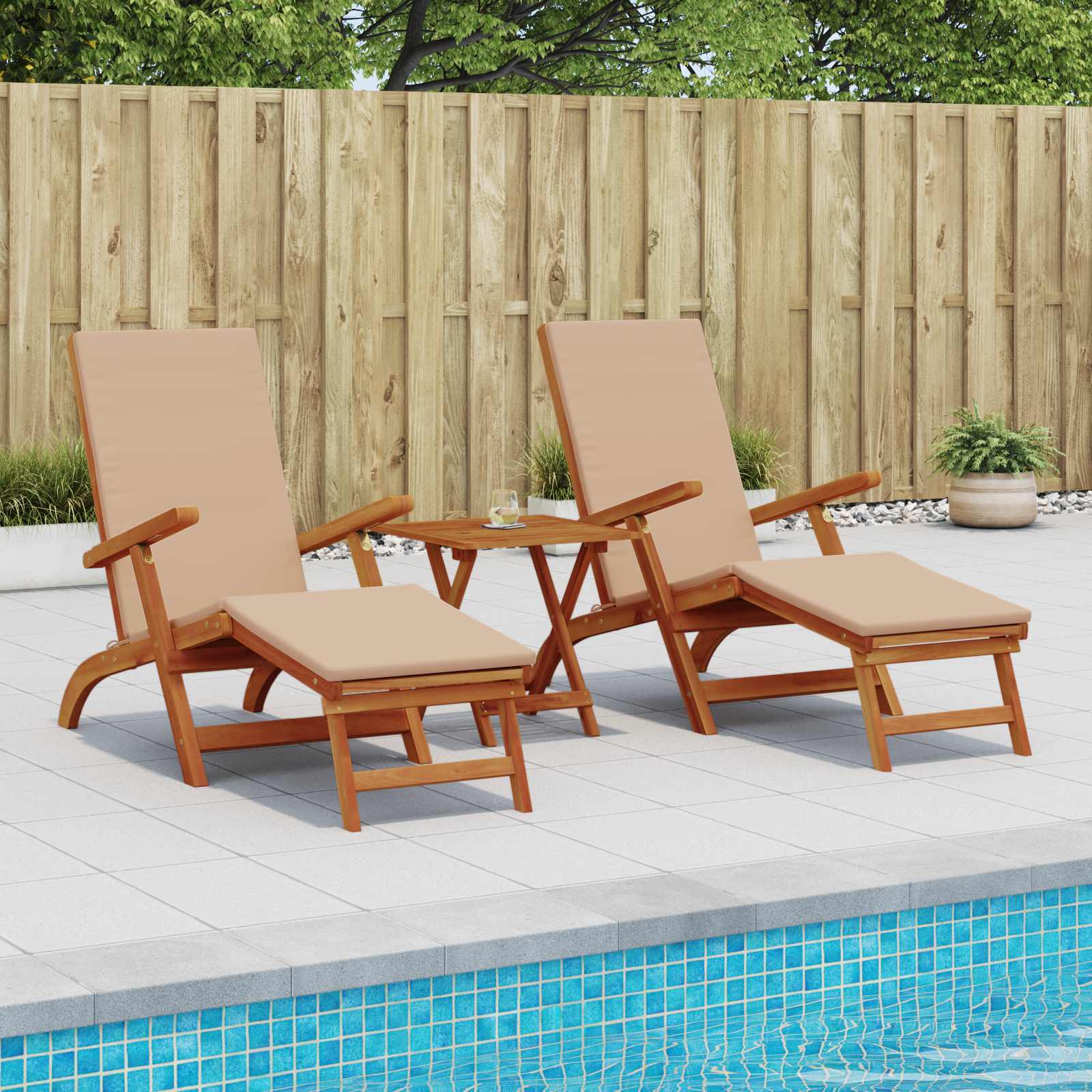 Reclining and Folding Sunlounger 2 stk. Massivholz Akazie