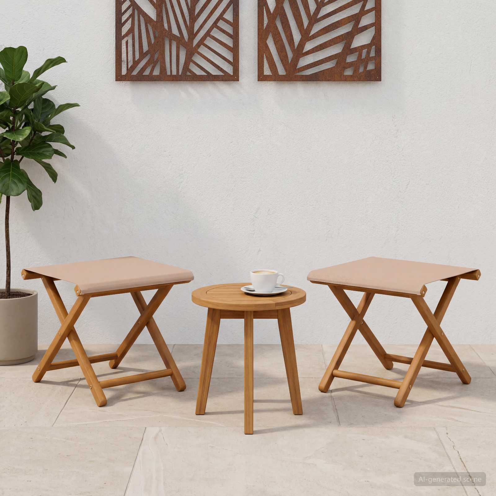 Liegestuhl 2 stk. Massives Eukalyptus Holz Taupe