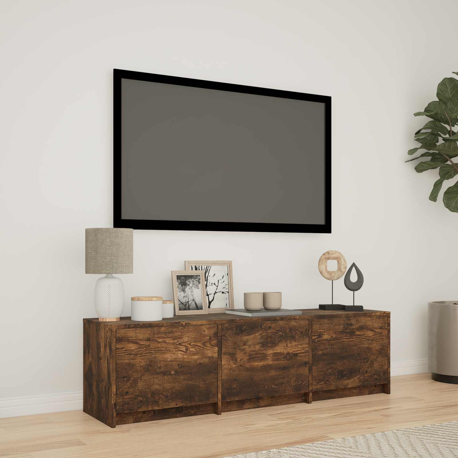 TV Cabinet with LED 140 x 34 x 40 cm Geräucherte Eiche