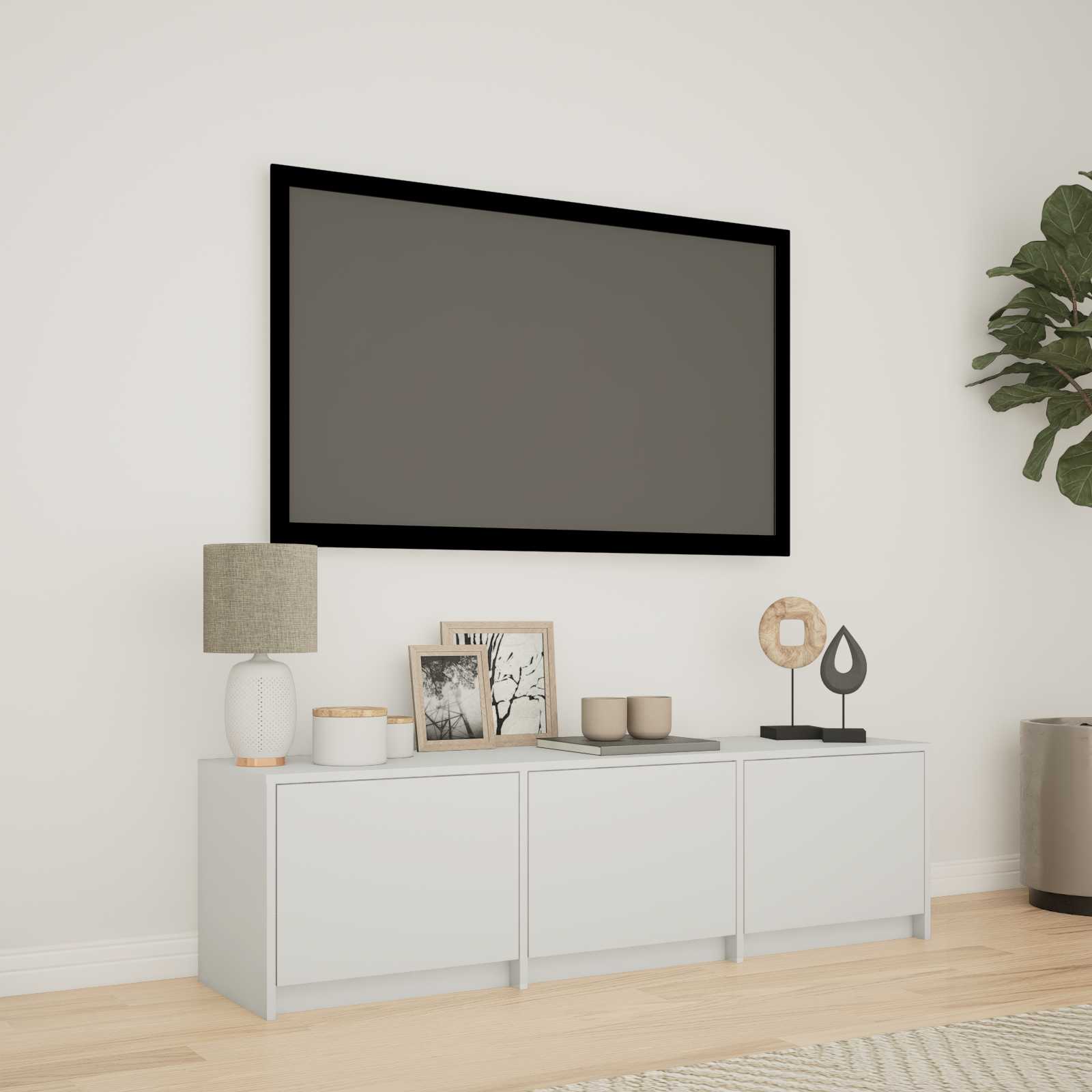 TV Cabinet with LED 140 x 34 x 40 cm Weiß Holzwerkstoff