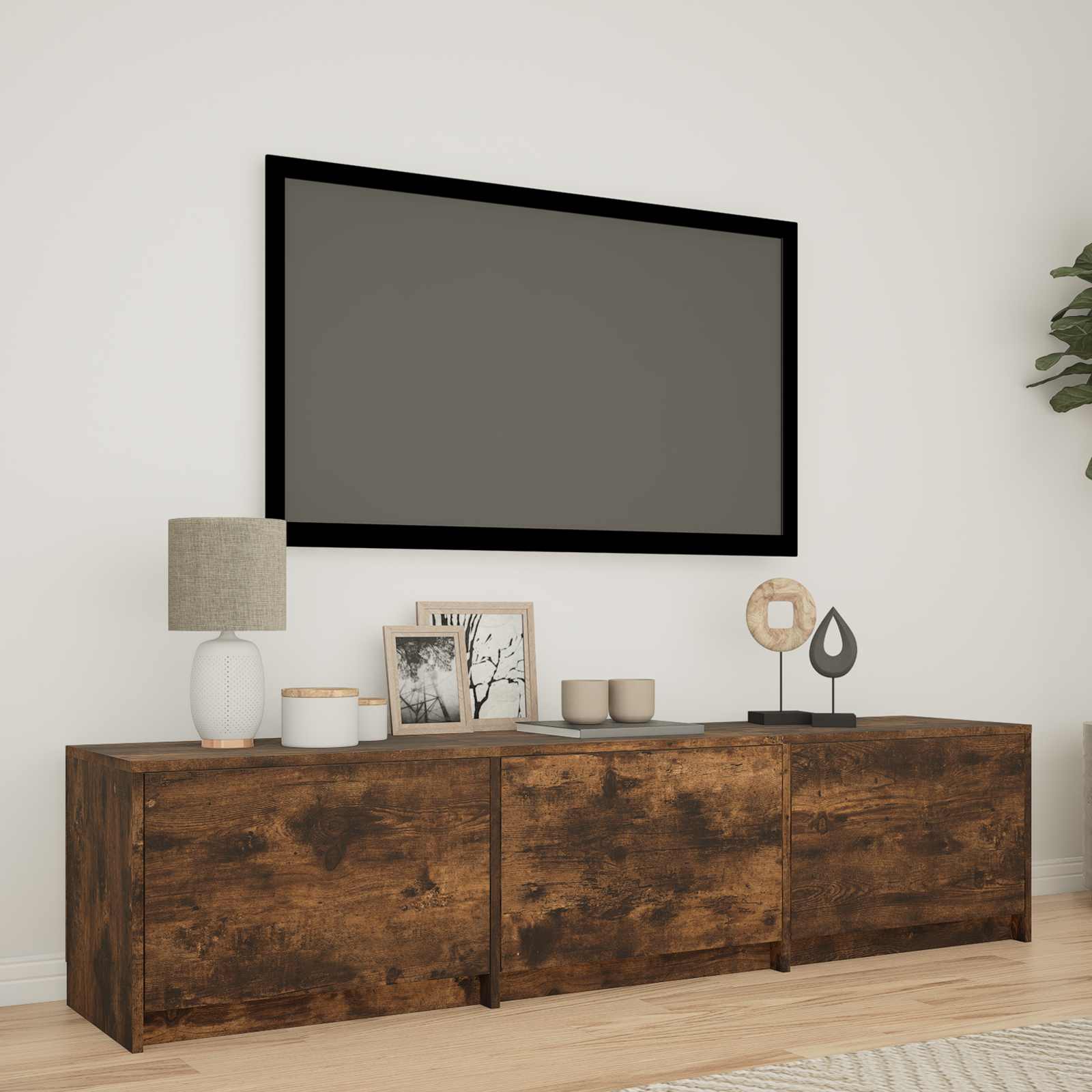 TV Cabinet with LED 165 x 34 x 40 cm Geräucherte Eiche