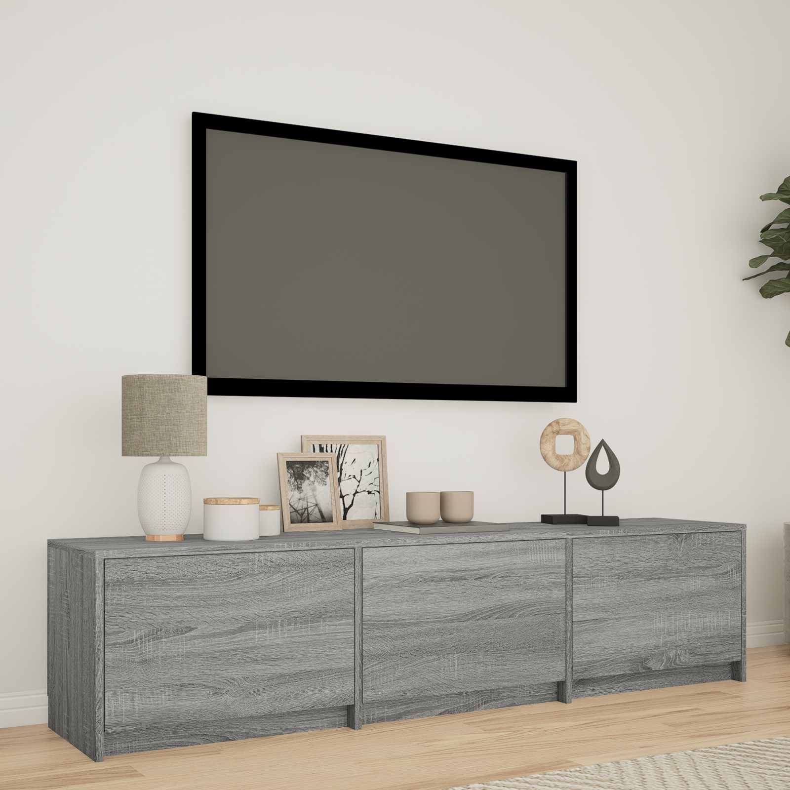 TV Cabinet with LED 165x34x40 cm Graues Sonoma Holzwerkstoff