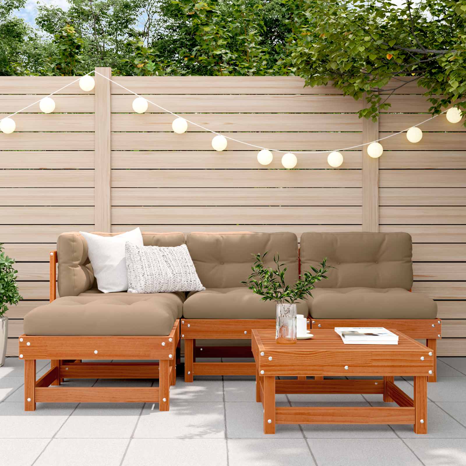 Garten-Lounge-Set 13 stk. Wachsbraun Massives Kiefernholz