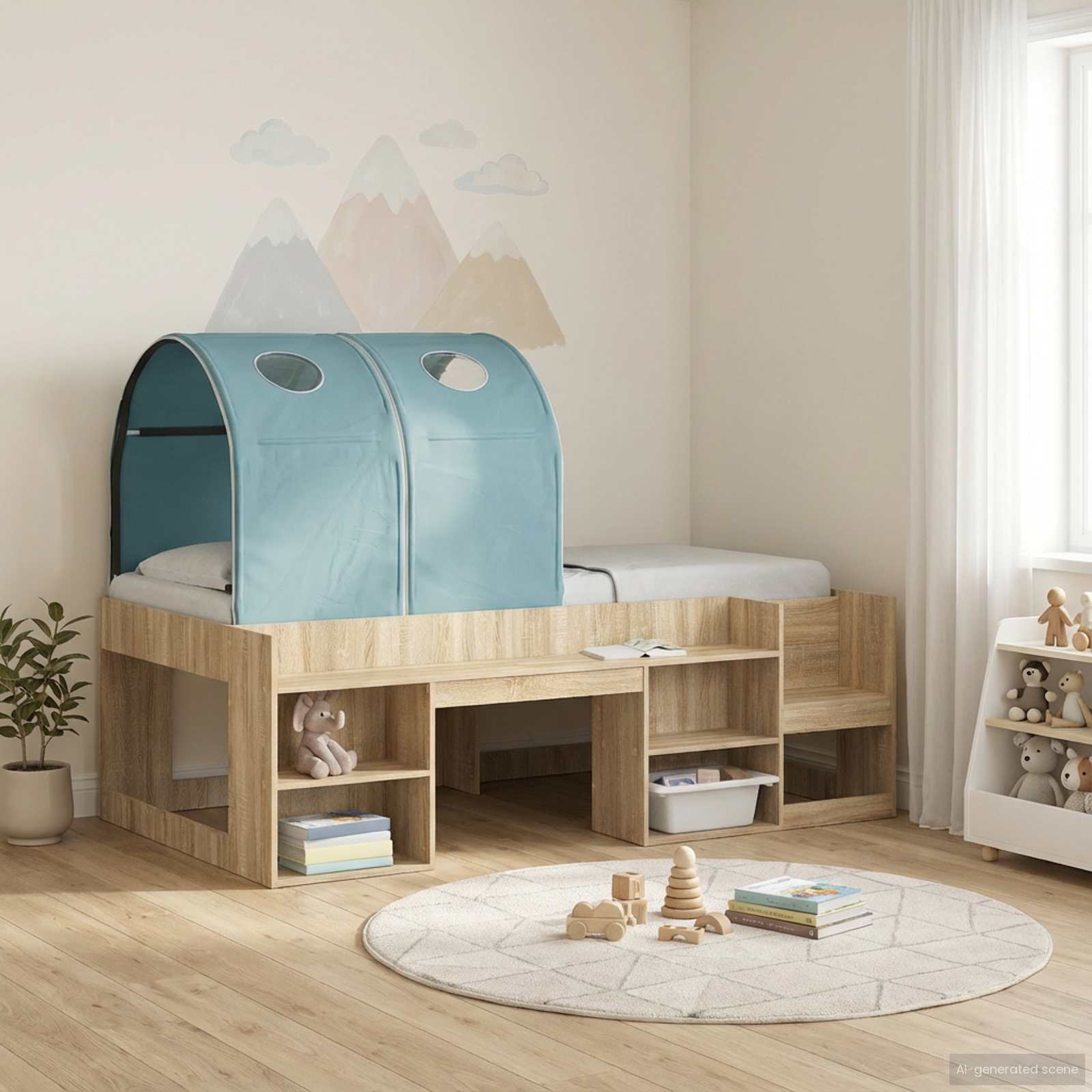 Bett-Tunnel für Kinder-Hochbetten 2 stk. Himmelblau Polyester