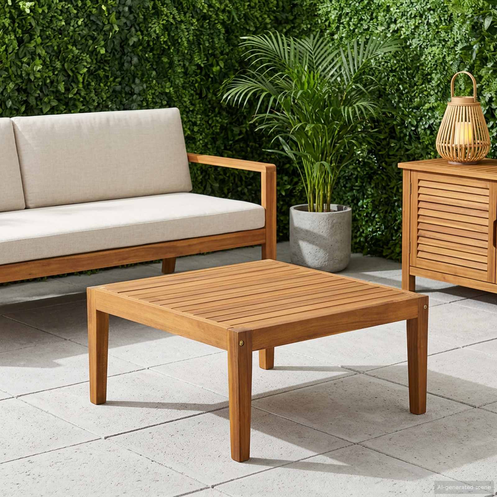 Gartentisch Massivholz Akazie Natur 60 x 60 x 30 cm