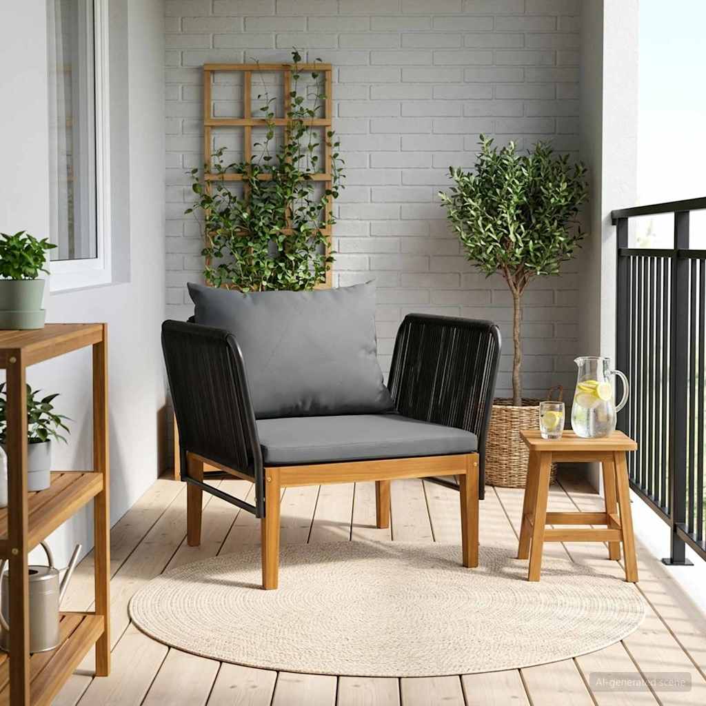 Gartenstuhl mit Kissen Massives Akazienholz & Seil Natur