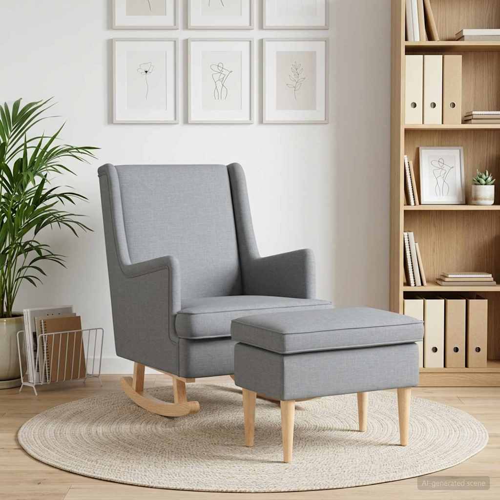 Sessel mit Fußhocker 2 stk. Hellgrau Stoff