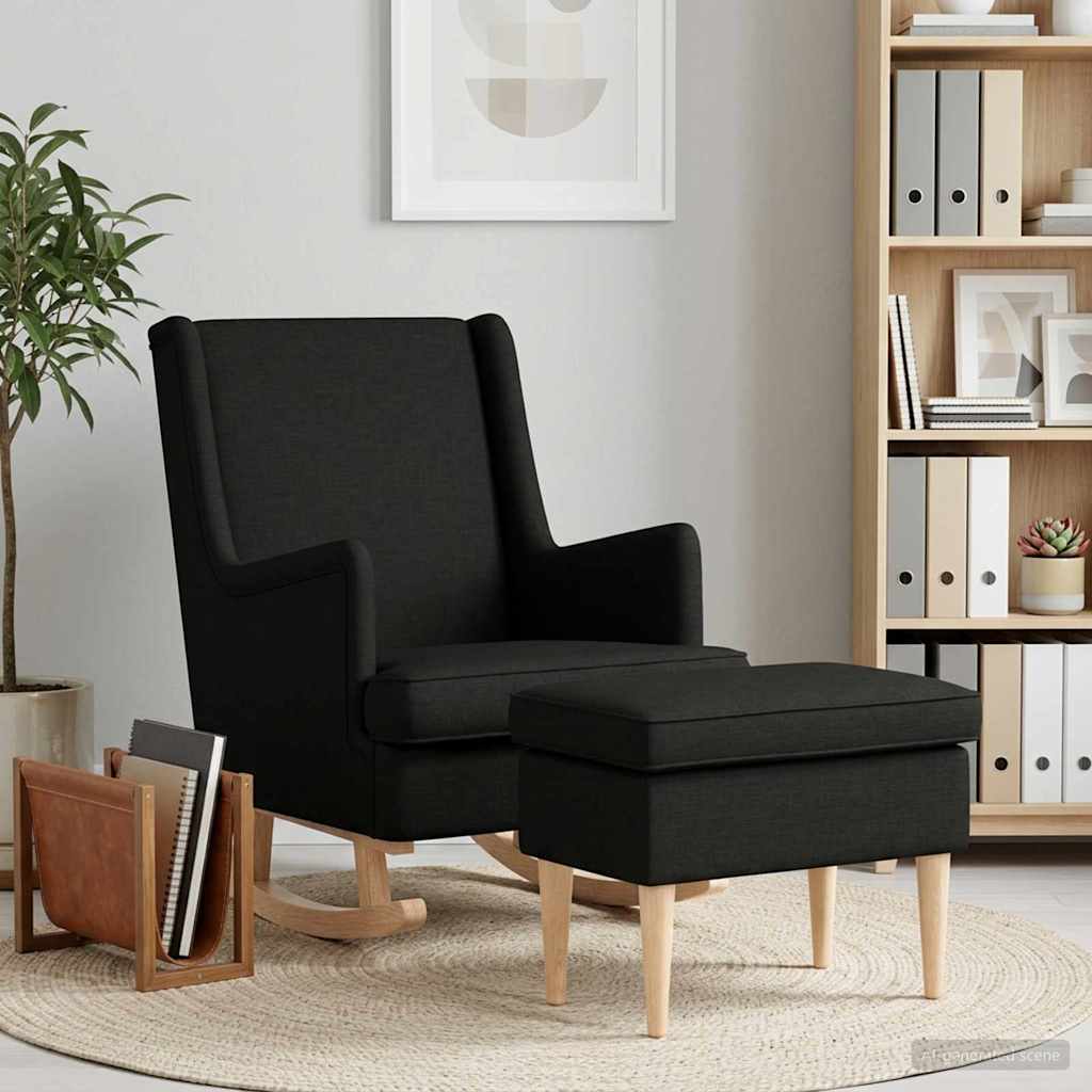 Sessel mit Fußhocker 2 stk. Schwarz Stoff