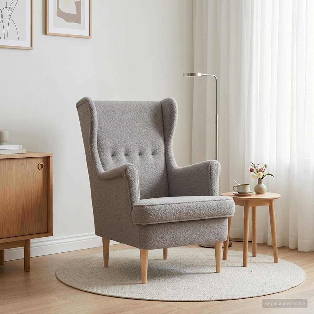 Sessel Hellgrau Bouclé