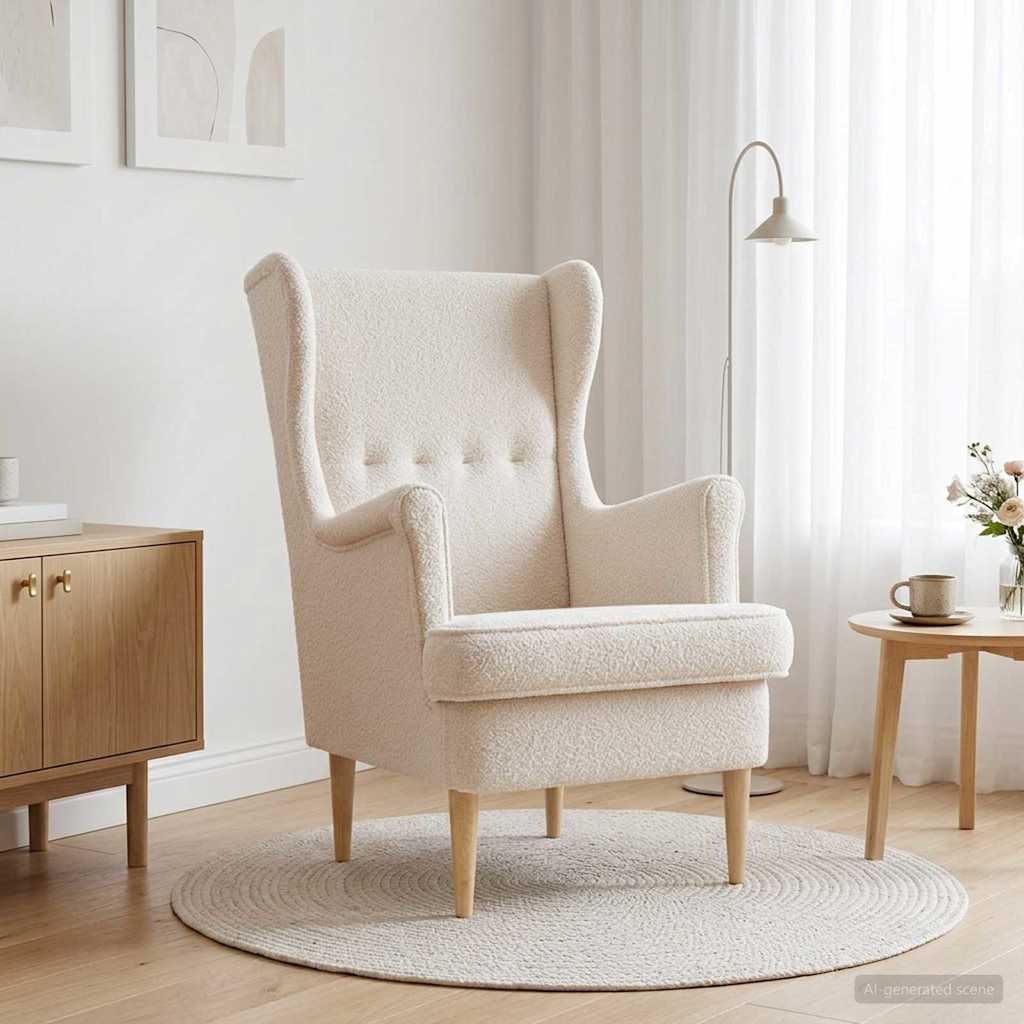 Sessel Creme Bouclé