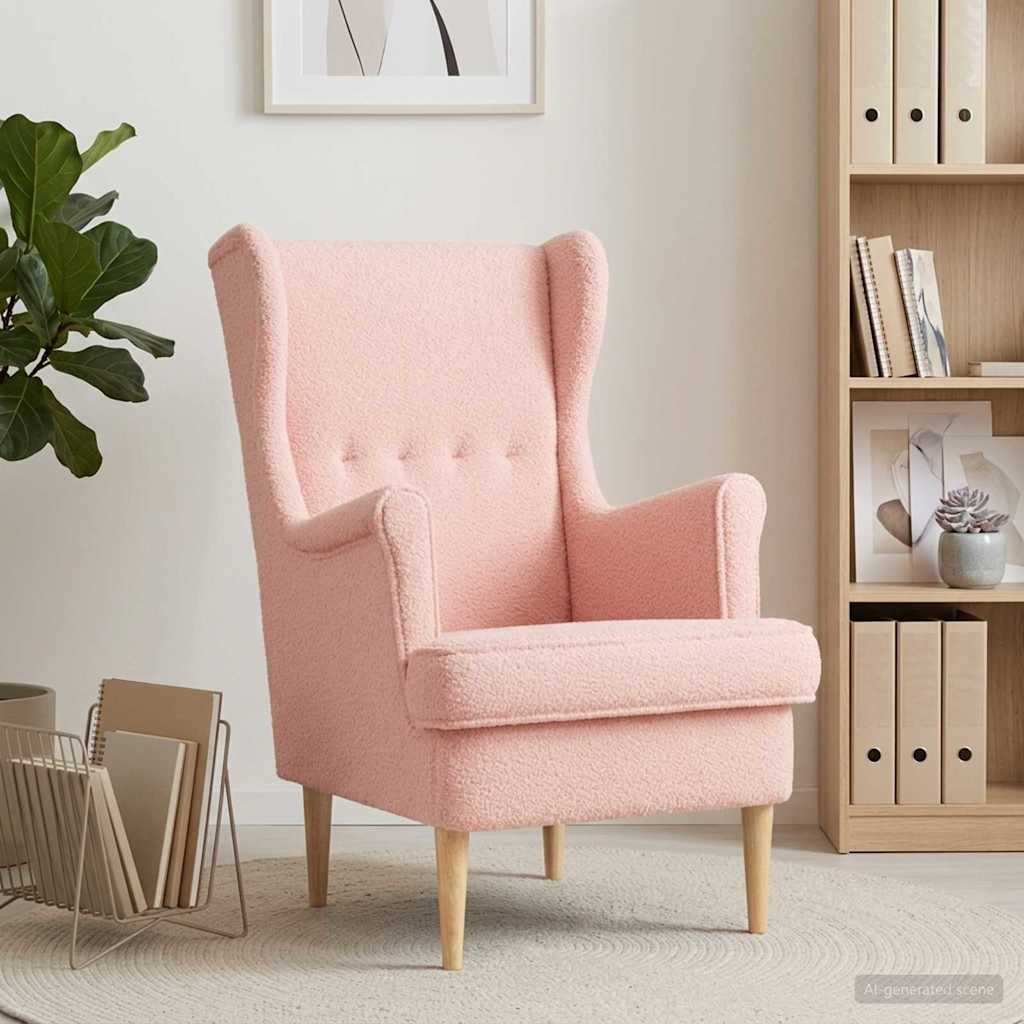 Sessel Rosa Bouclé