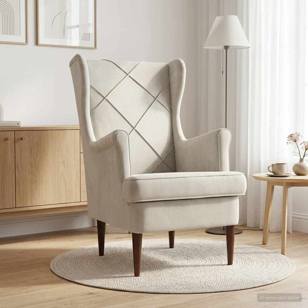 Sessel Creme Samt
