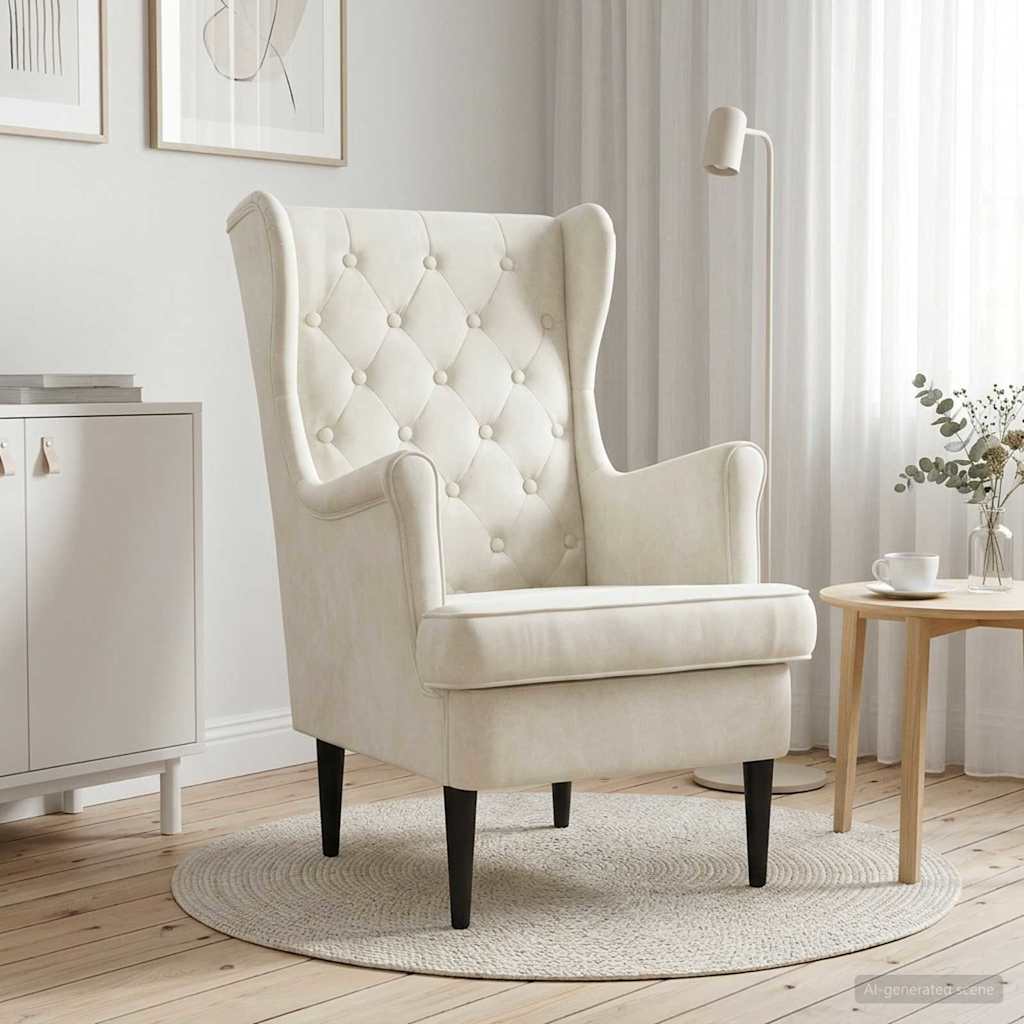 Sessel Creme Samt