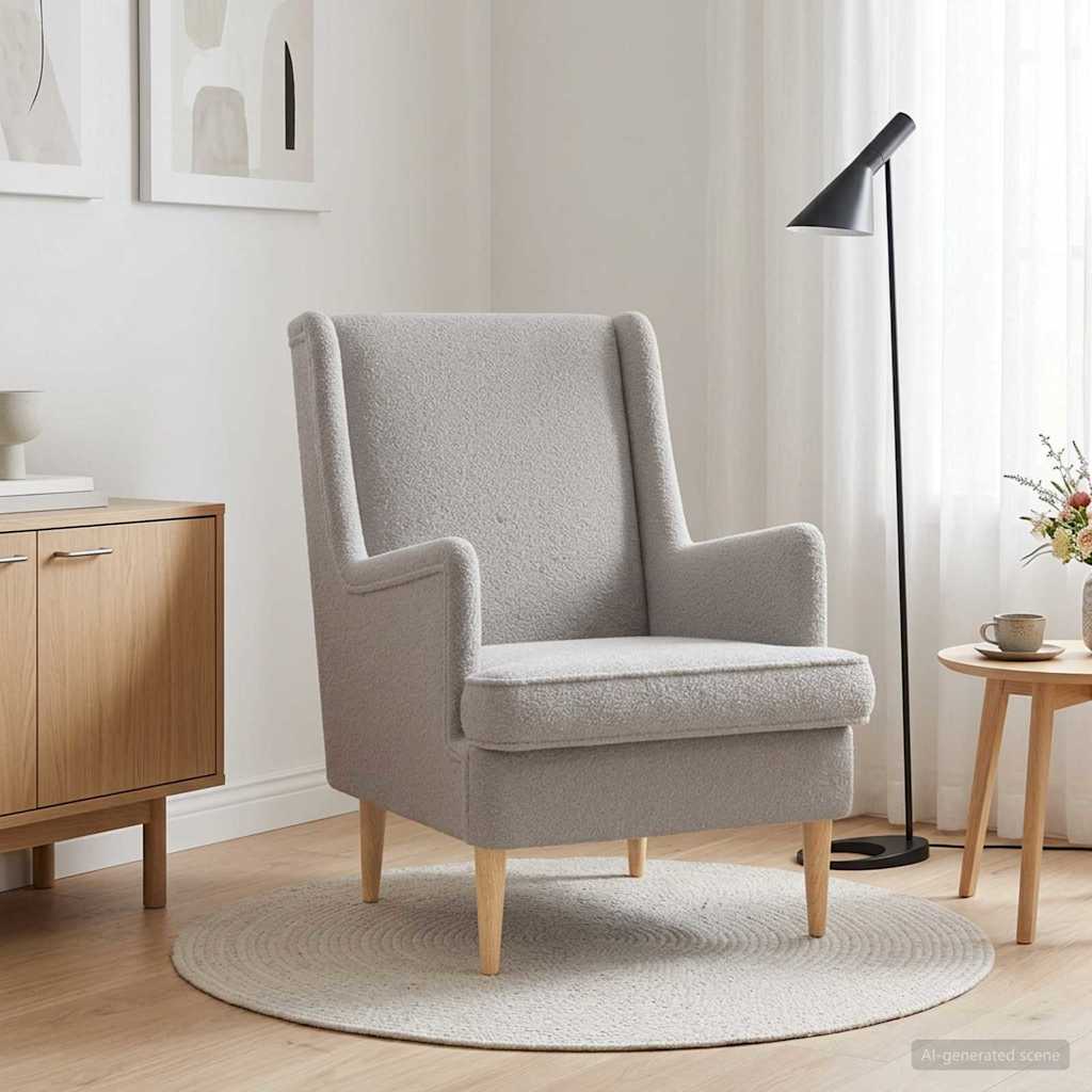 Sessel Hellgrau Bouclé