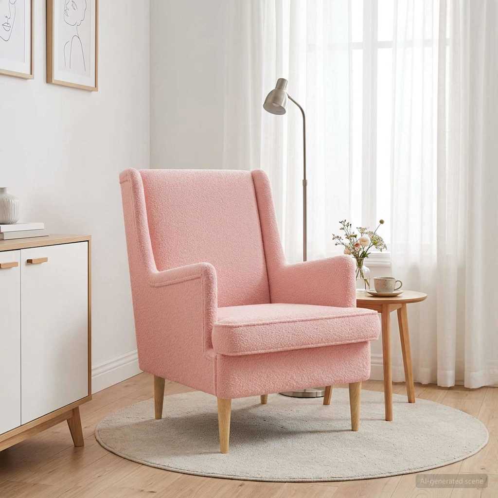 Sessel Rosa Bouclé