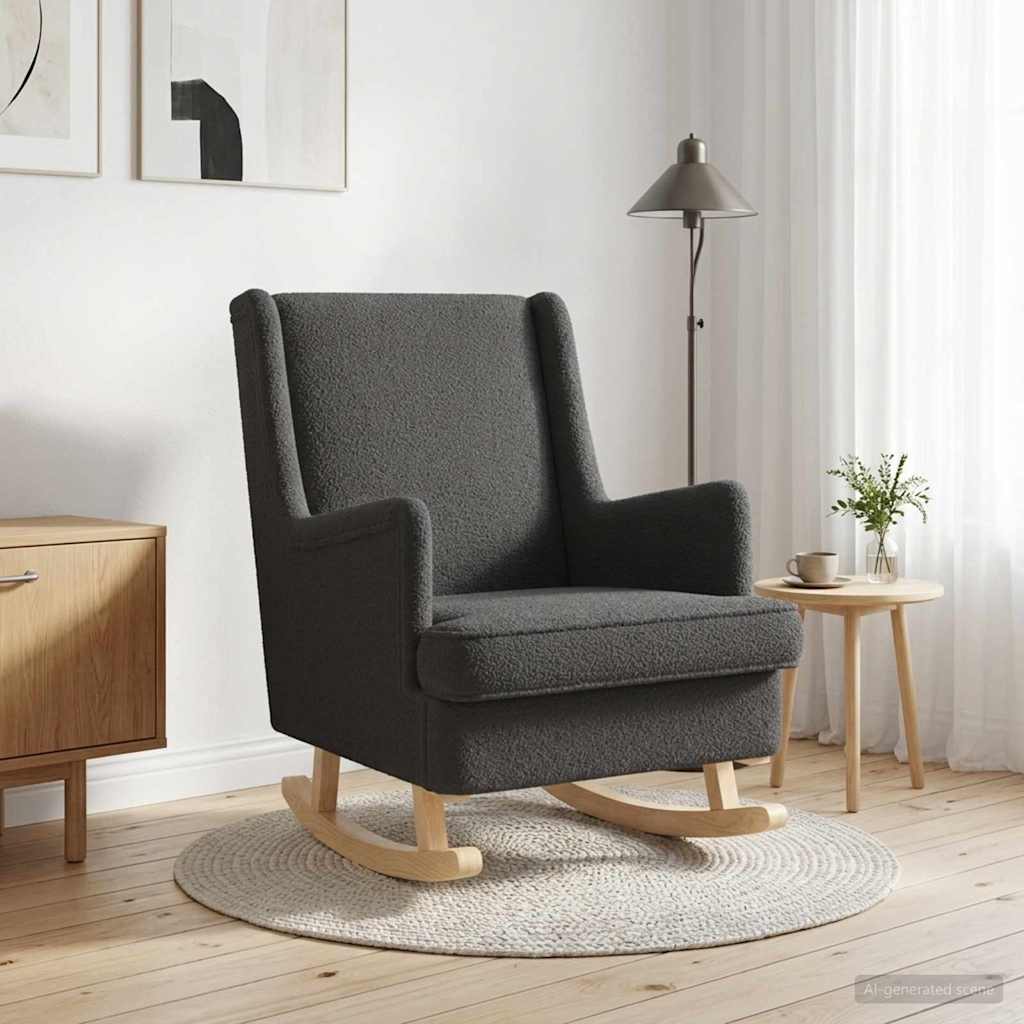 Schaukelstuhl Dunkelgrau 62 x 80 x 85 cm Bouclé