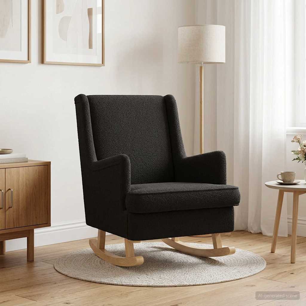 Schaukelstuhl Schwarz 62 x 80 x 85 cm Bouclé