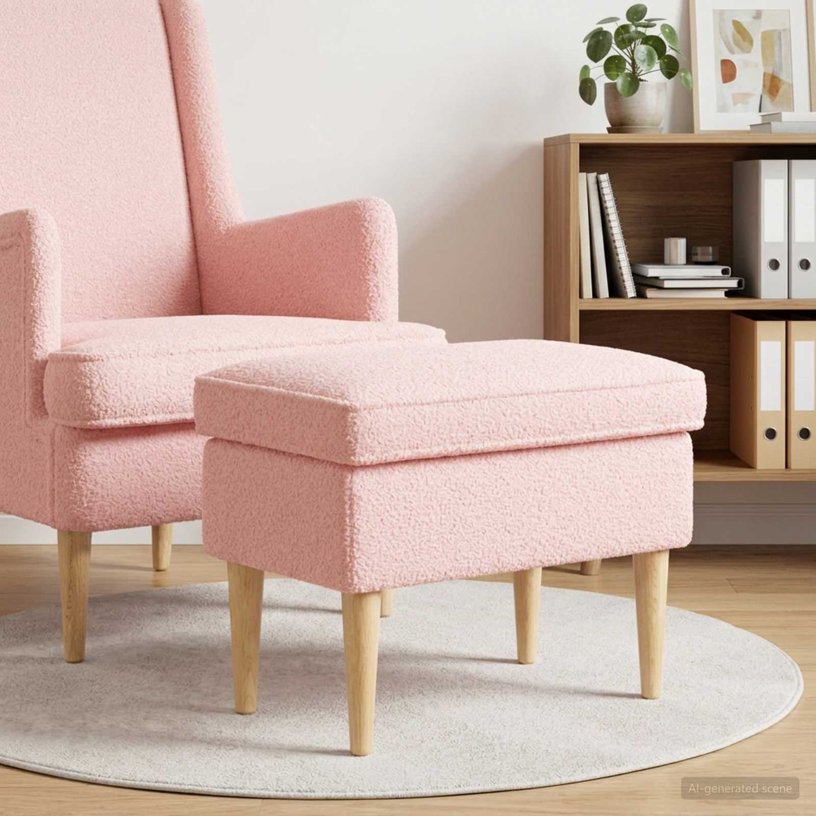 Hocker Rosa 55 x 35 x 41 cm Bouclé