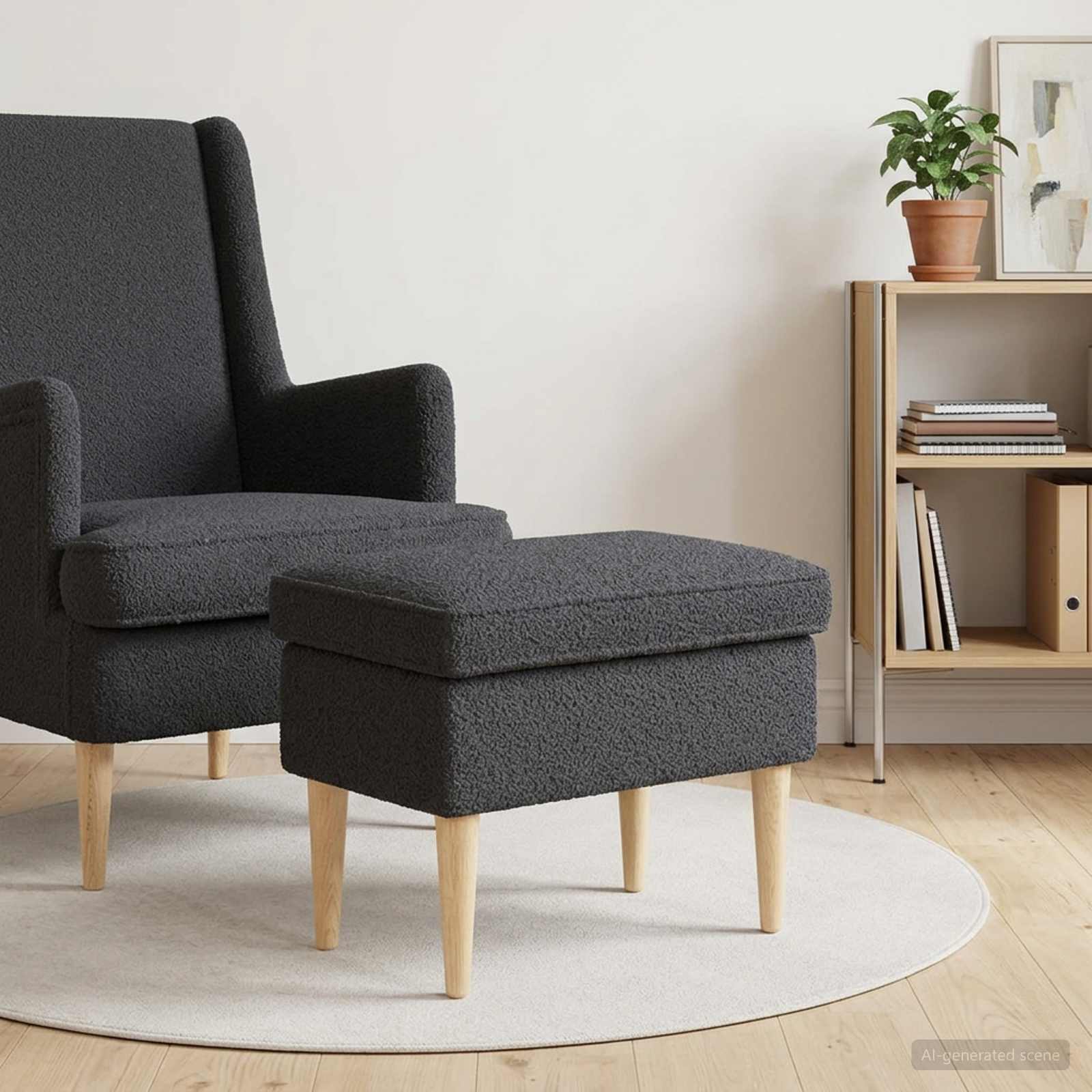 Hocker Dunkelgrau 55 x 35 x 41 cm Bouclé