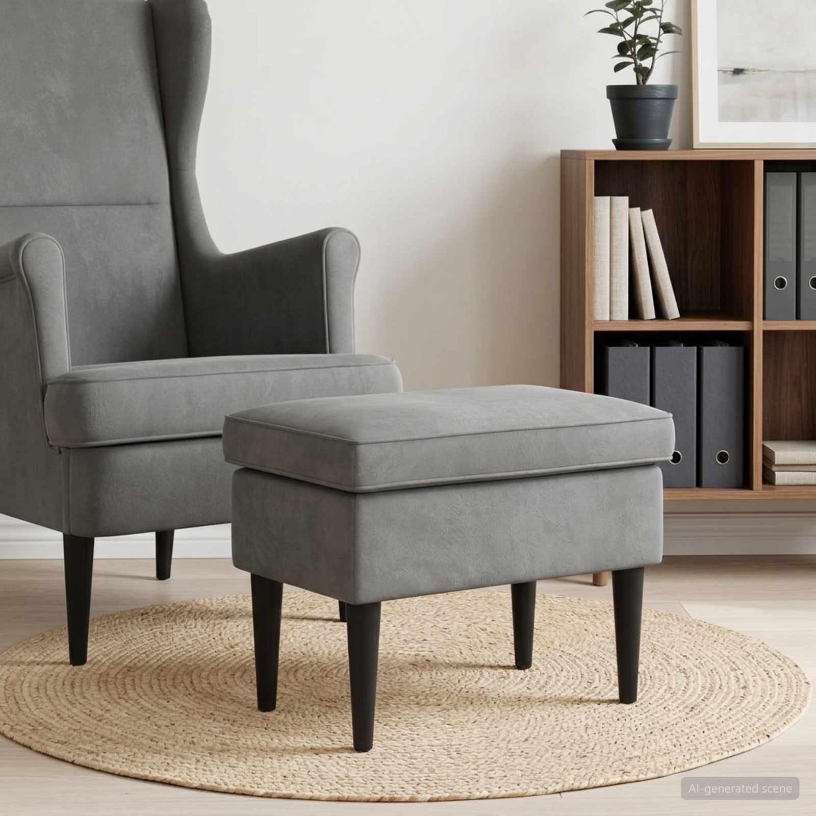 Hocker Dunkelgrau 55 x 35 x 41 cm Samt