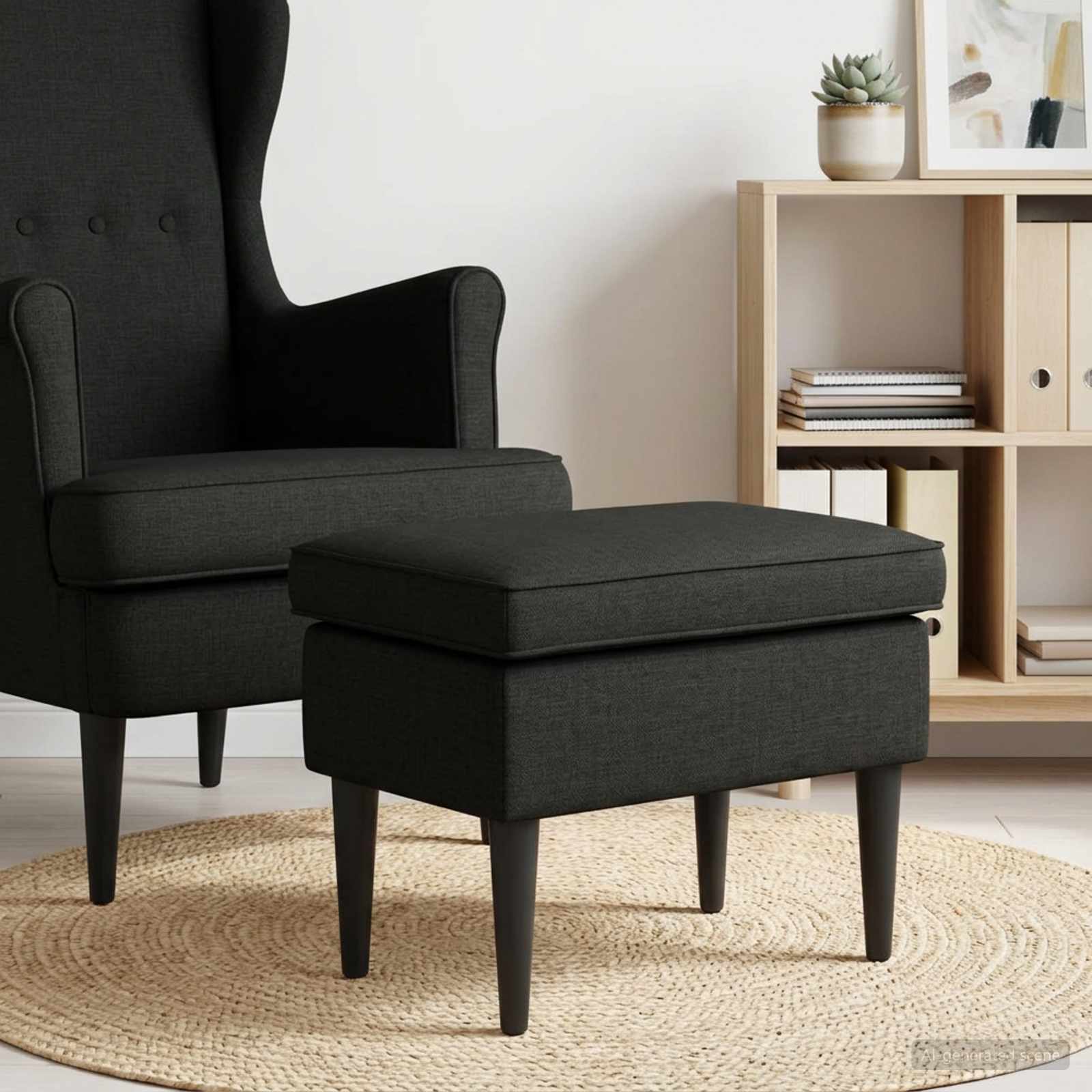 Hocker Schwarz 55 x 35 x 41 cm Stoff