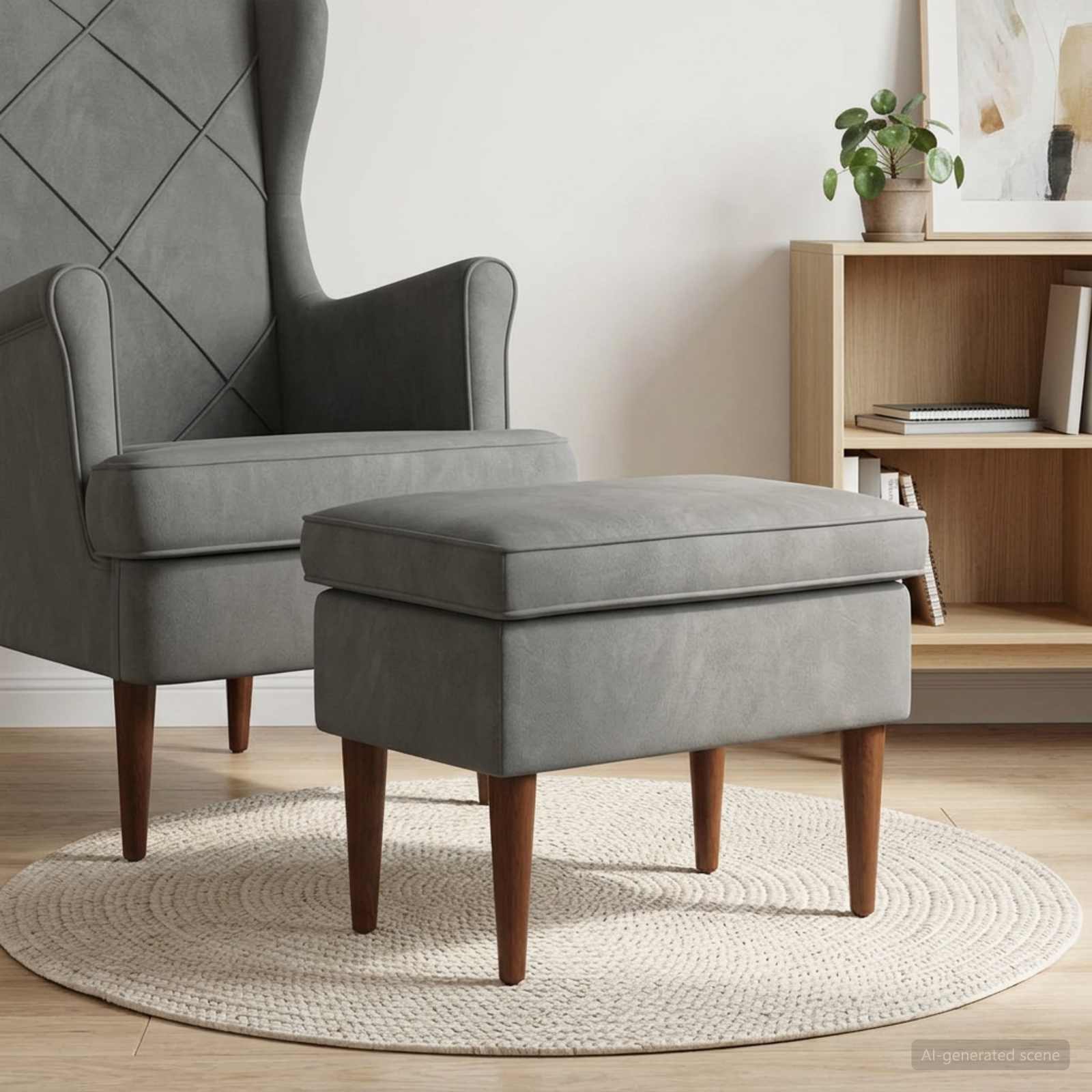 Hocker Dunkelgrau 55 x 35 x 41 cm Samt