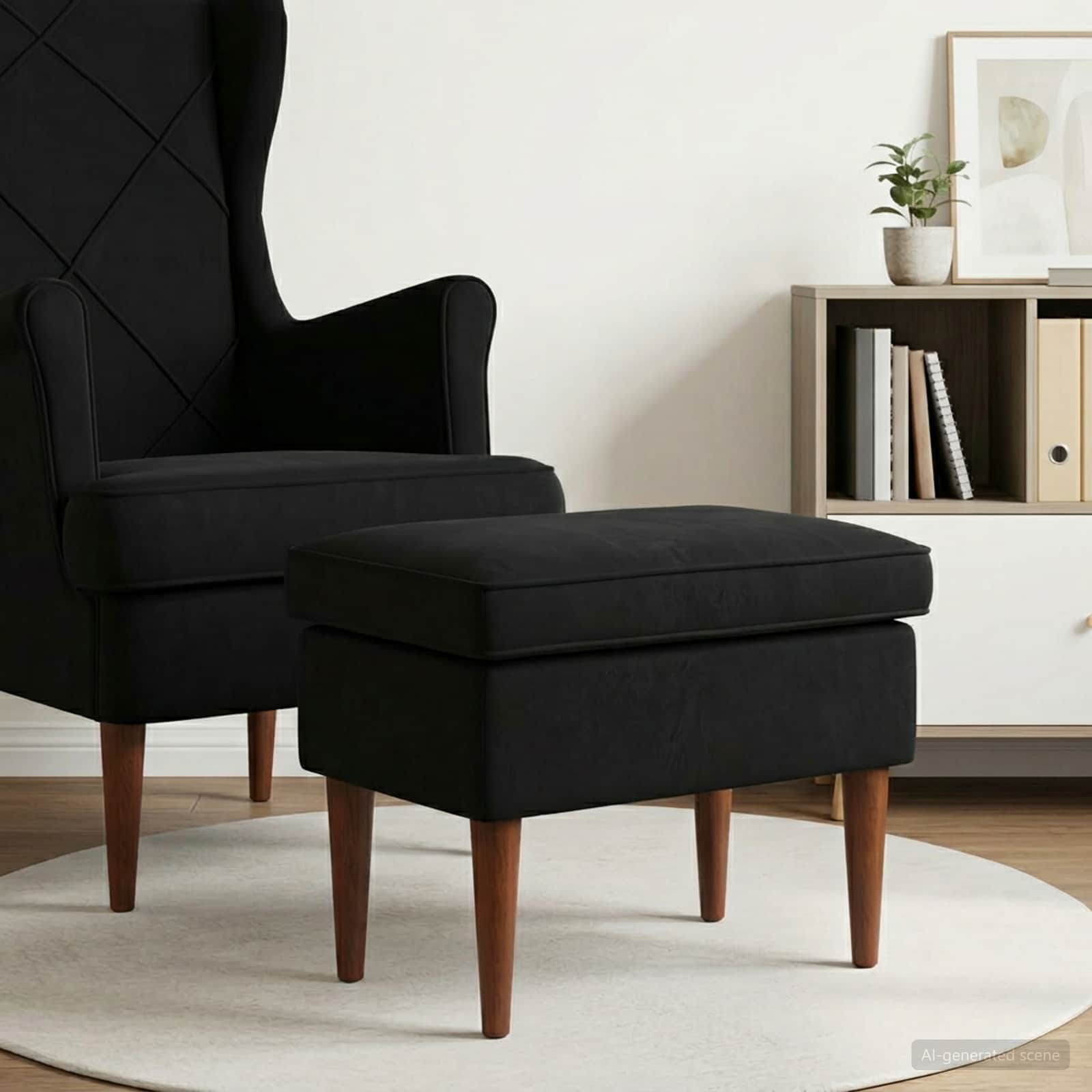 Hocker Schwarz 55 x 35 x 41 cm Samt
