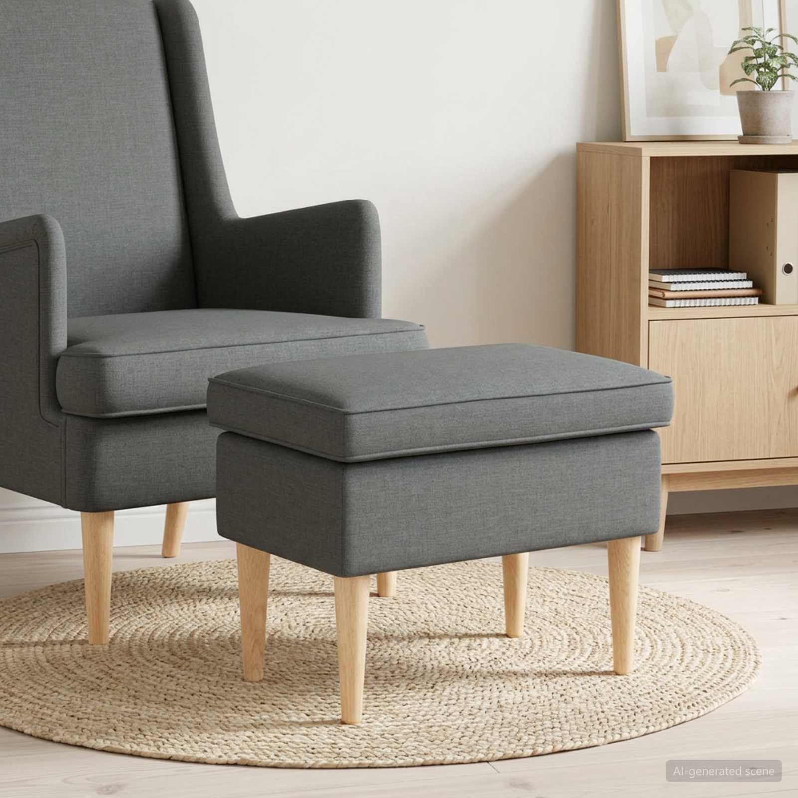 Hocker Dunkelgrau 55 x 35 x 41 cm Stoff