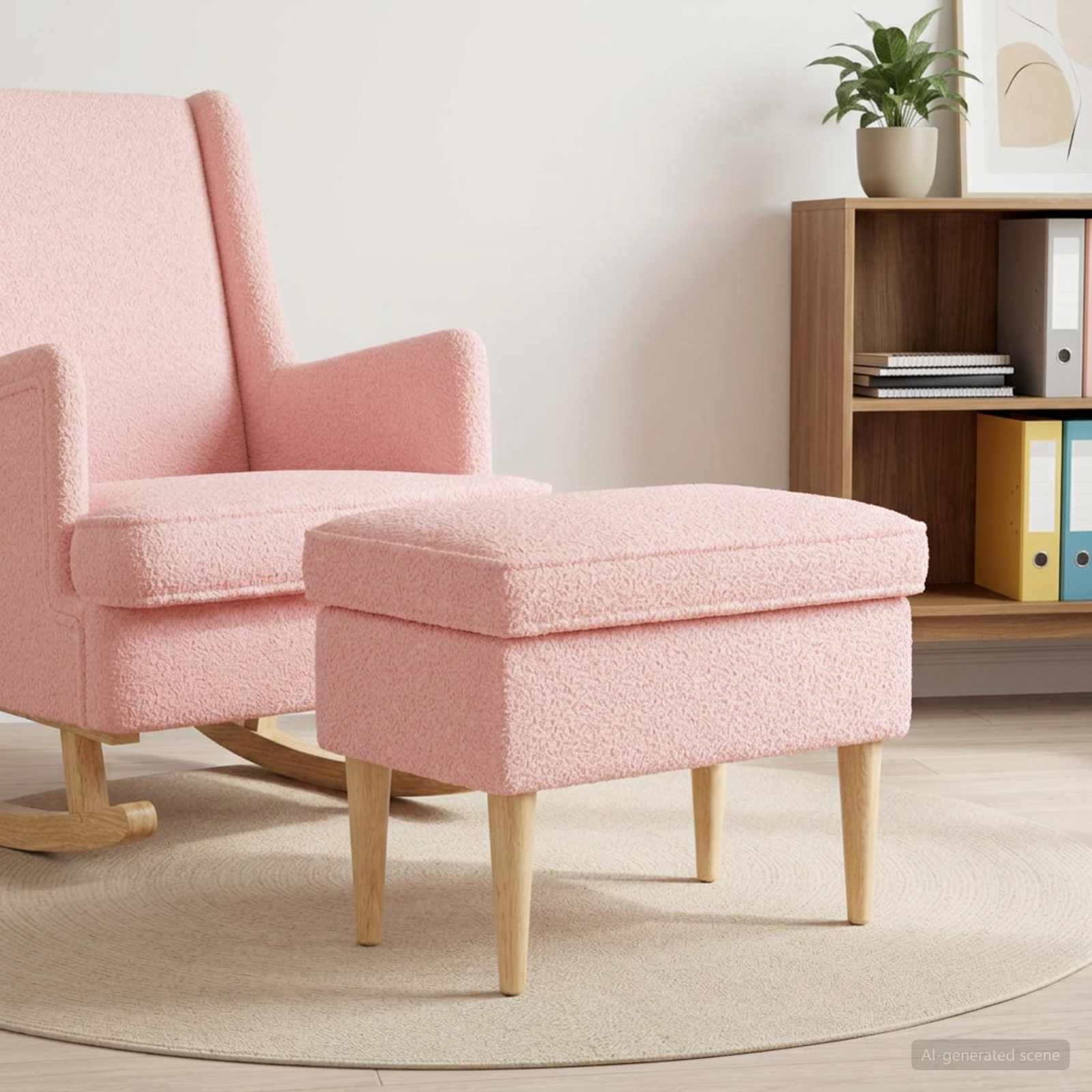 Hocker Rosa 55 x 35 x 41 cm Bouclé