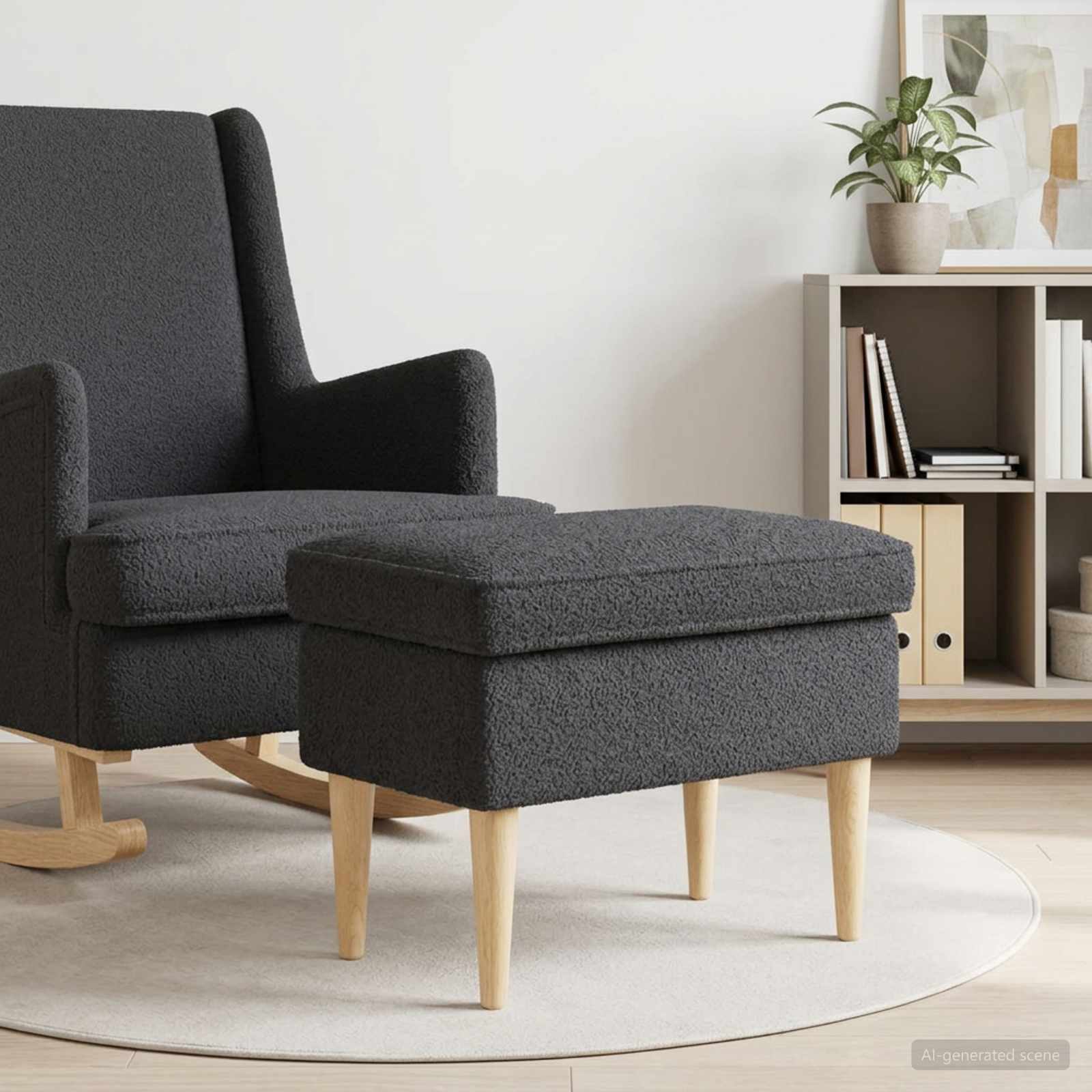 Hocker Dunkelgrau 55 x 35 x 41 cm Bouclé