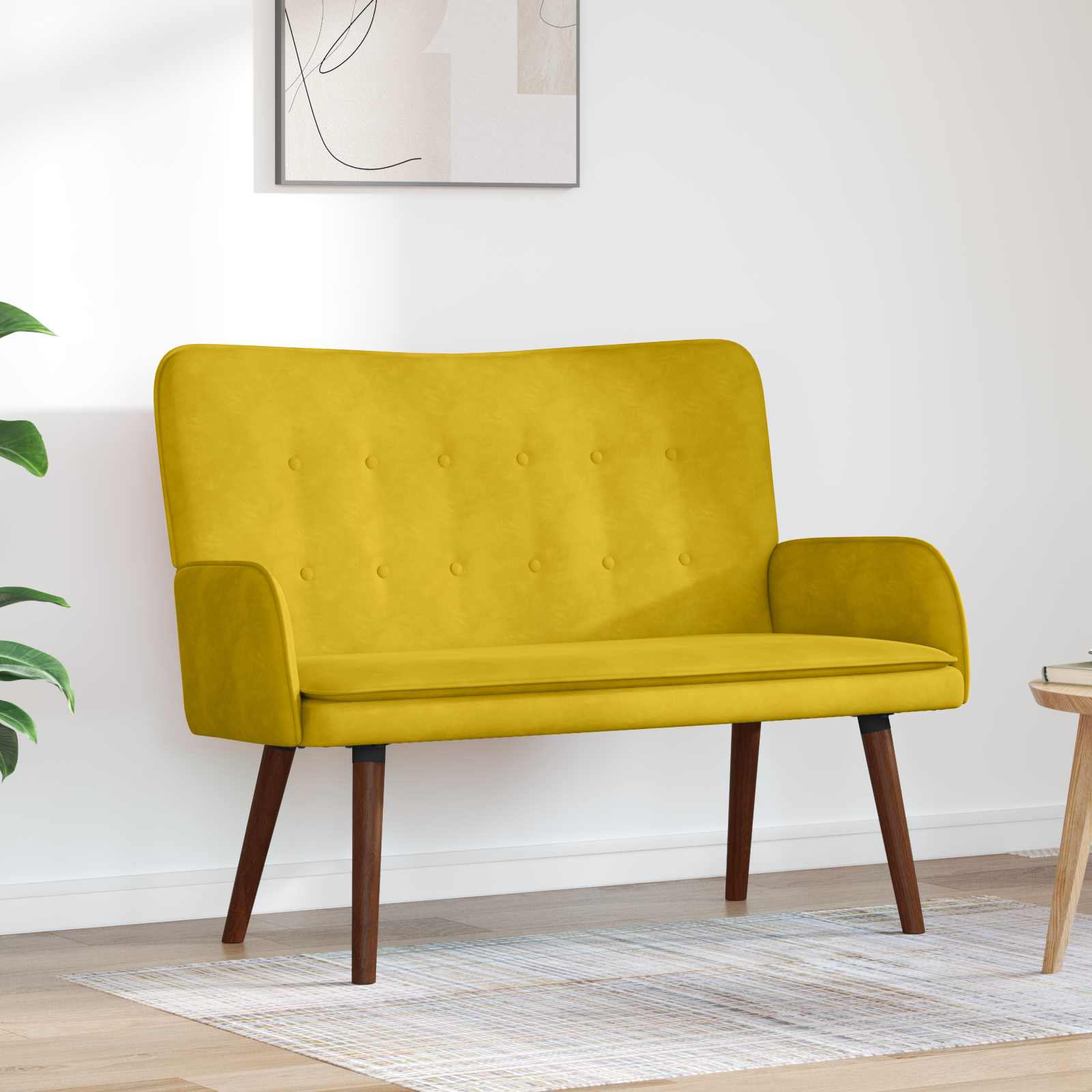 2-Sitzer Sofa Gelb 115 x 61 x 87 cm Samt