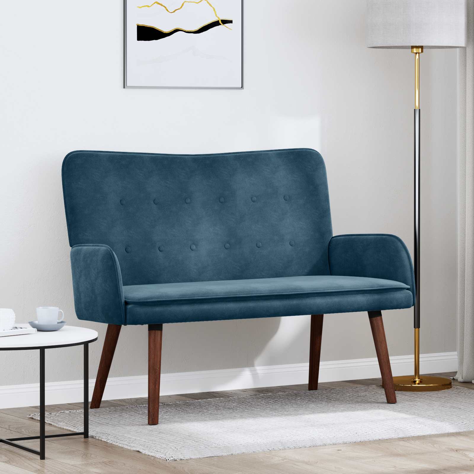 2-Sitzer Sofa Blau 115 x 61 x 87 cm Samt
