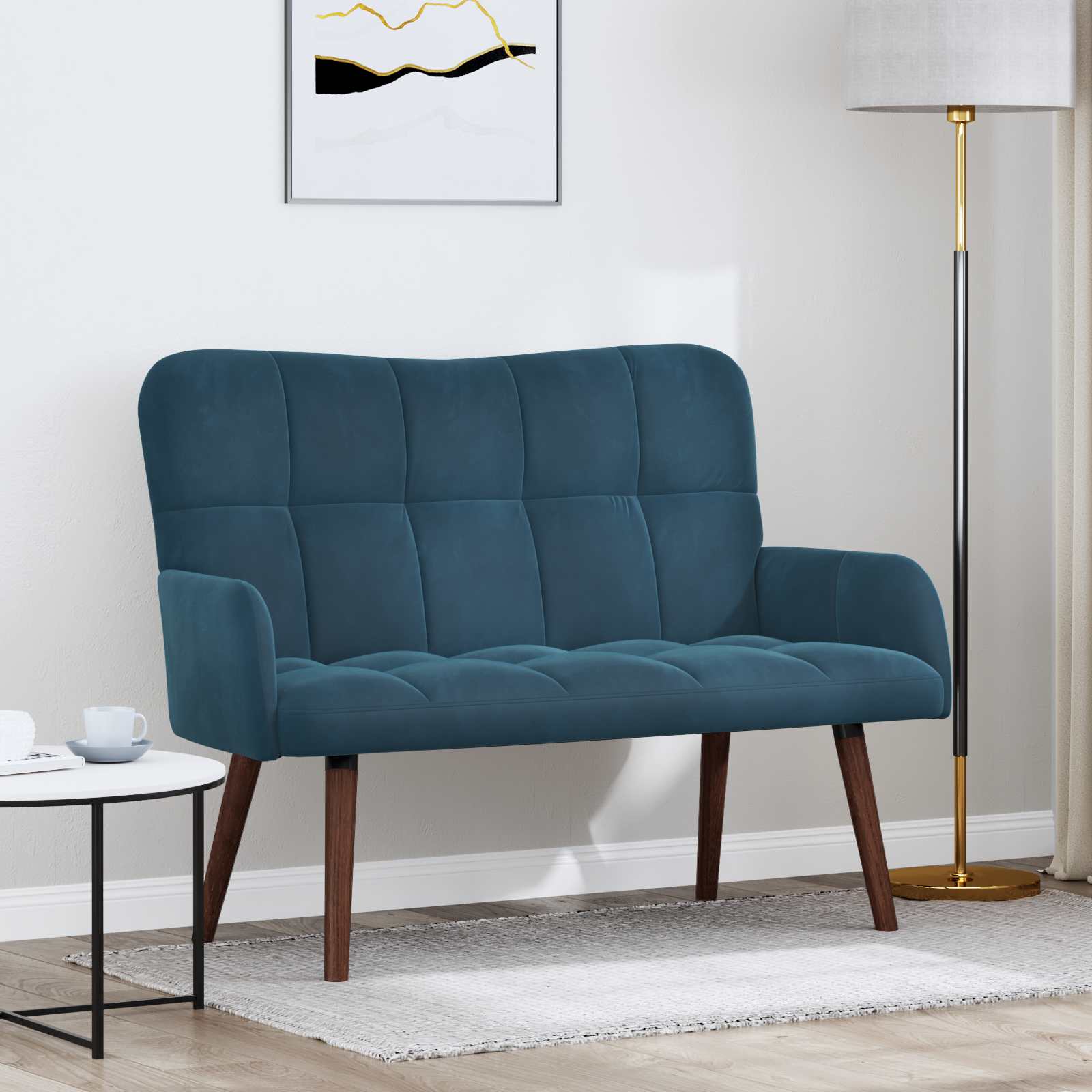 2-Sitzer Sofa Blau 115 x 61 x 87 cm Samt
