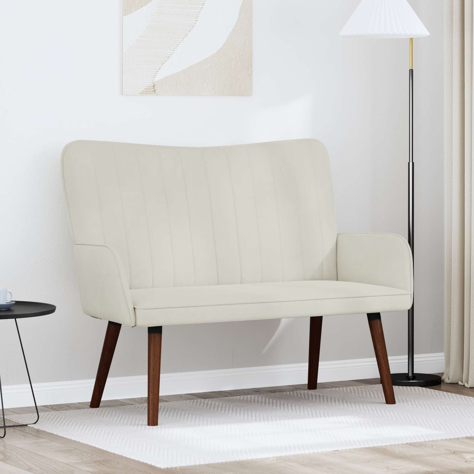 2-Sitzer Sofa Creme 115 x 61 x 87 cm Samt