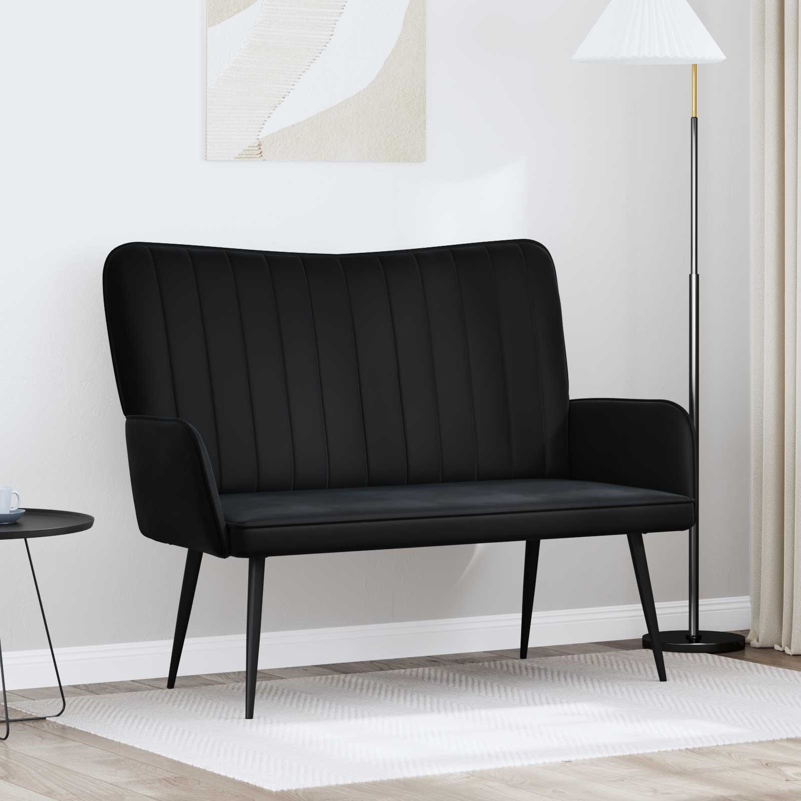 2-Sitzer Sofa Schwarz 115 x 61 x 87 cm Samt