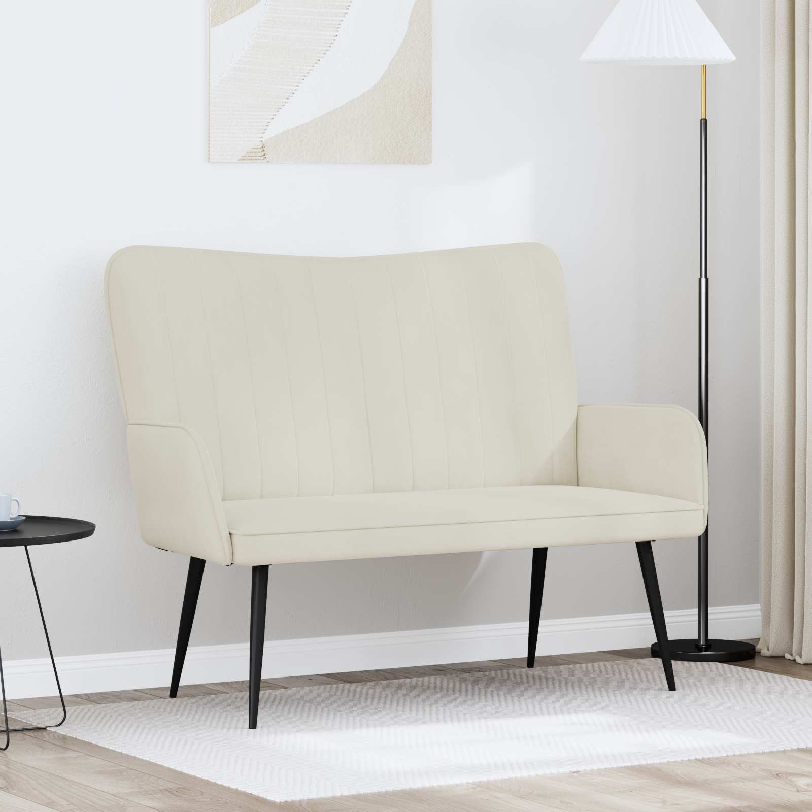 2-Sitzer Sofa Creme 115 x 61 x 87 cm Samt