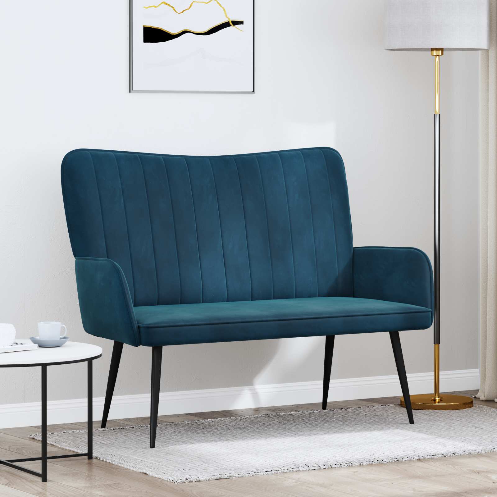 2-Sitzer Sofa Blau 115 x 61 x 87 cm Samt