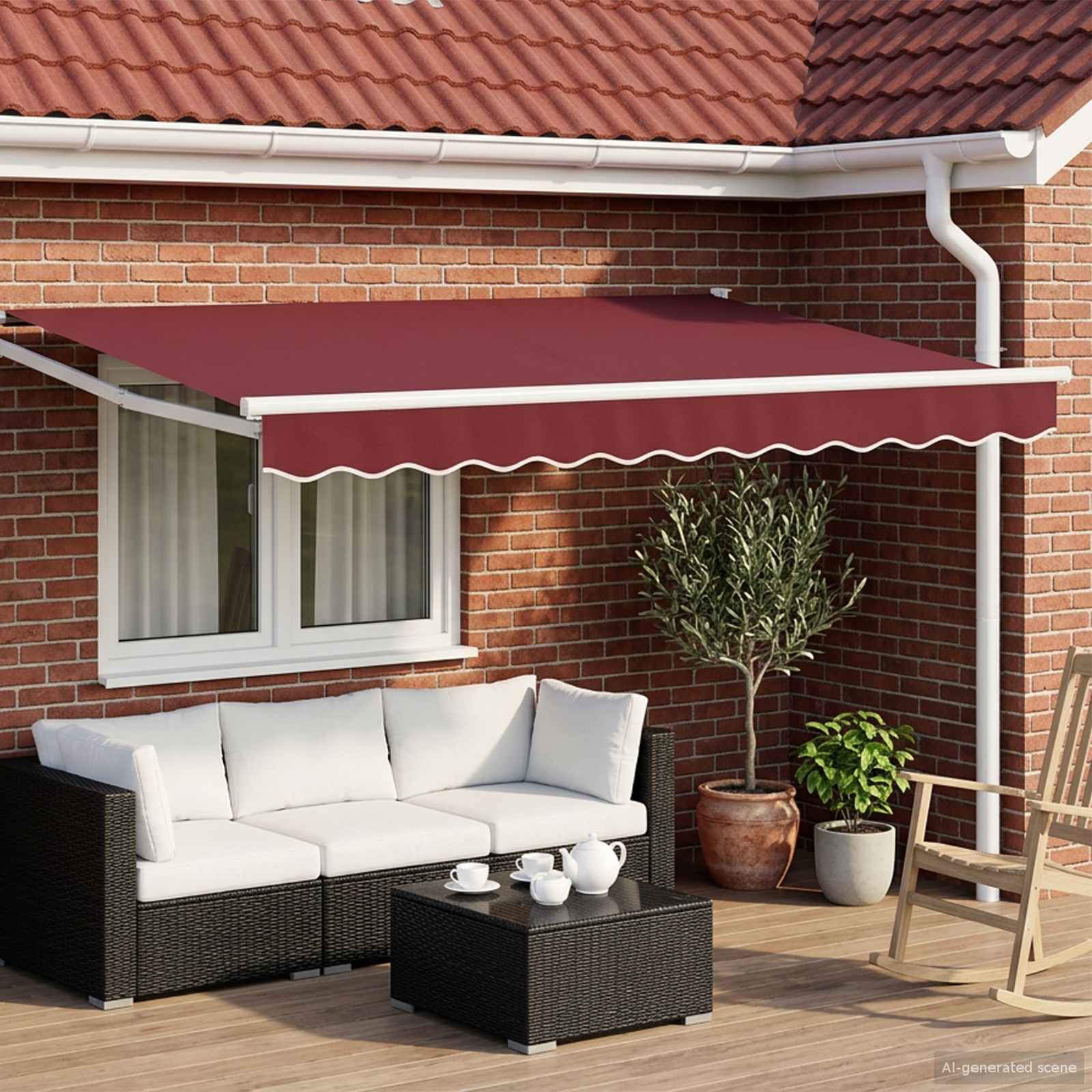 Ausziehbare Markise Bordeauxrot 3 x 2 m