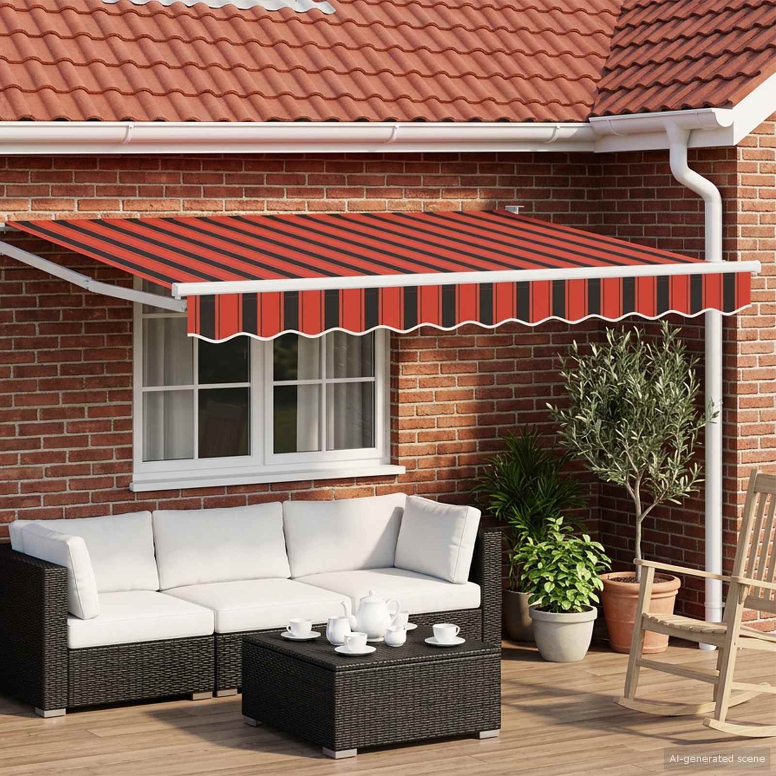 Ausziehbare Markise Orange, Schwarz und Gelb 3,5 x 2 m