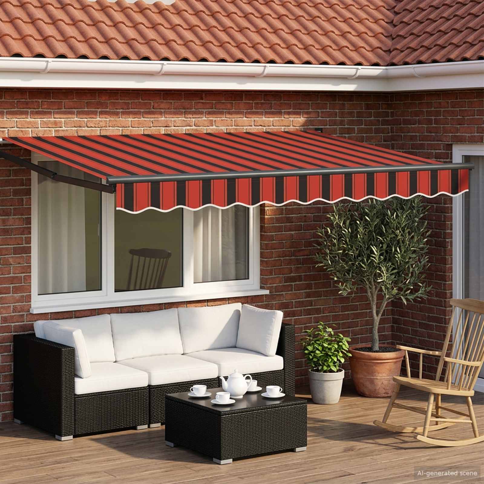 Ausziehbare Markise Orange, Schwarz und Gelb 3,5 x 2 m