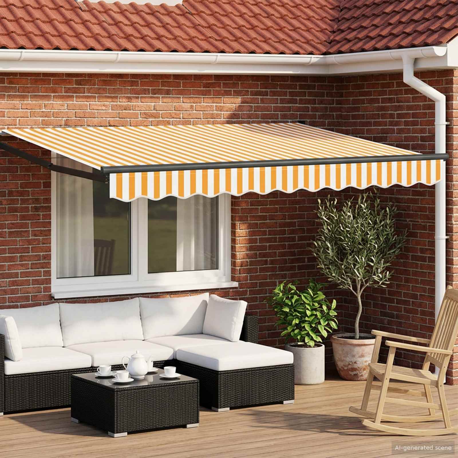 Manuelle Gelenkarmmarkise mit LEDs 3,5 x 2 m