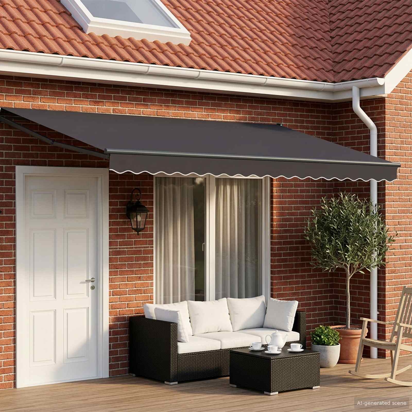 Manuelle Gelenkarmmarkise mit LEDs Anthrazit 4 x 2 m