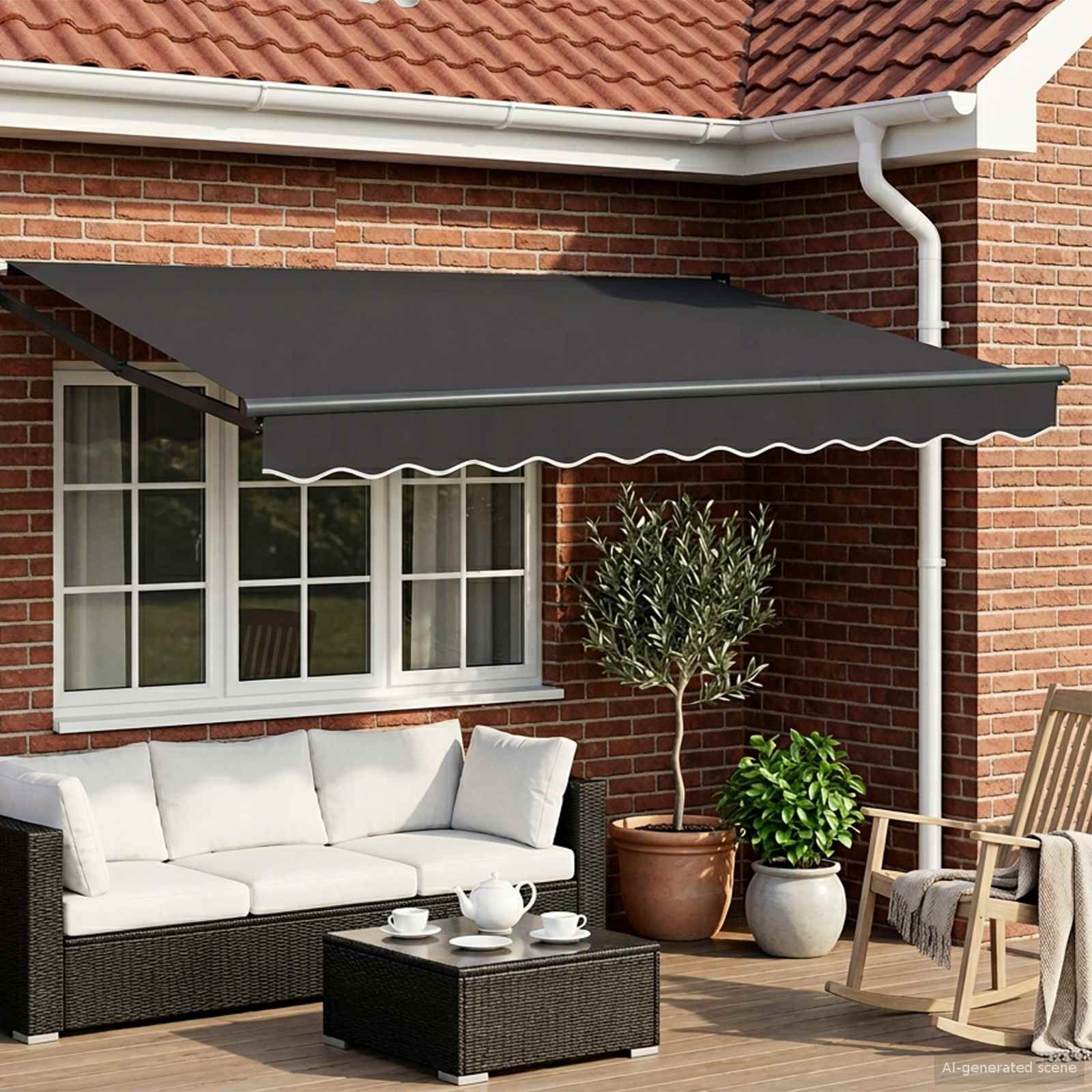 Manuelle Gelenkarmmarkise mit LEDs Anthrazit 3 x 2,5 m