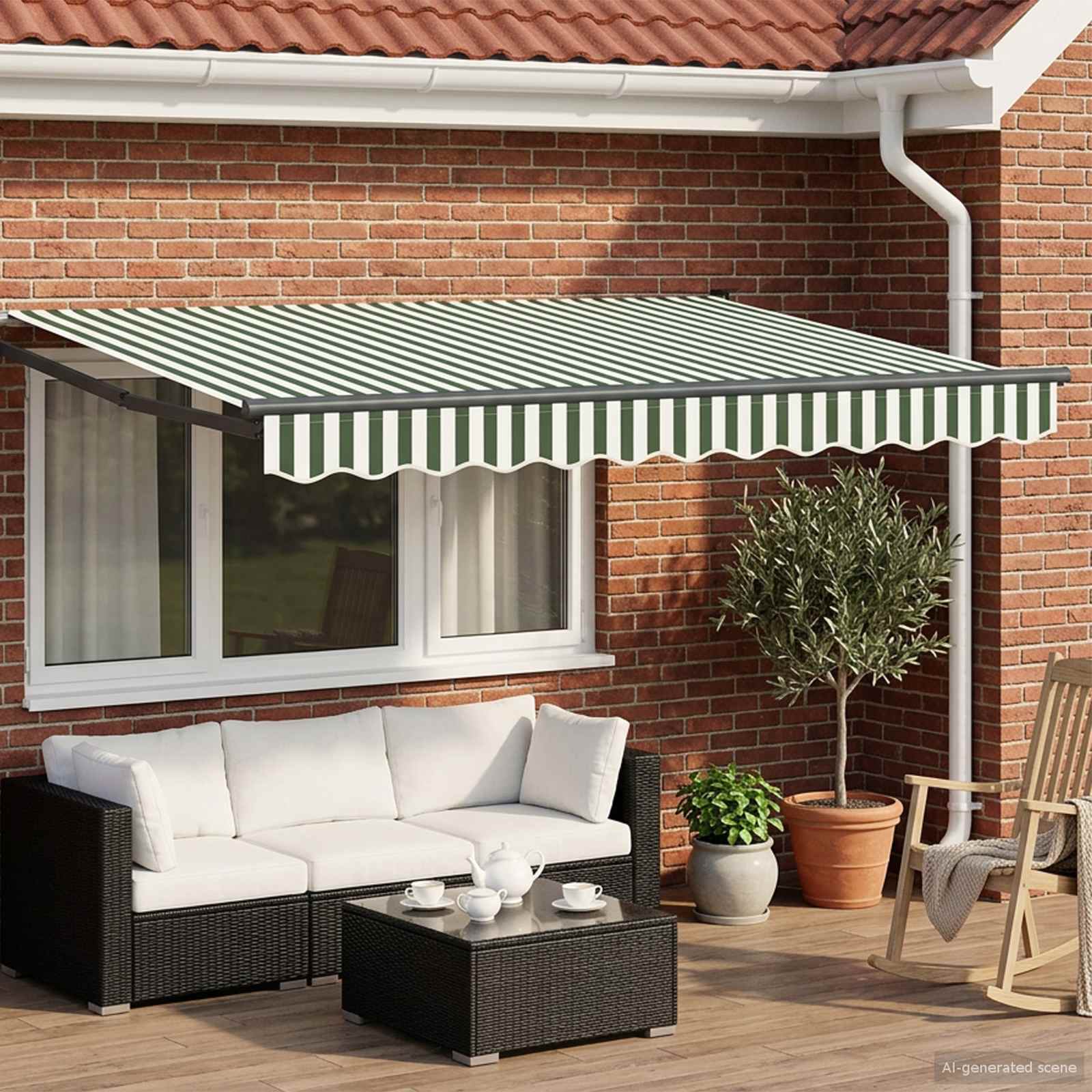 Manuelle Gelenkarmmarkise mit LEDs 3 x 2,5 m