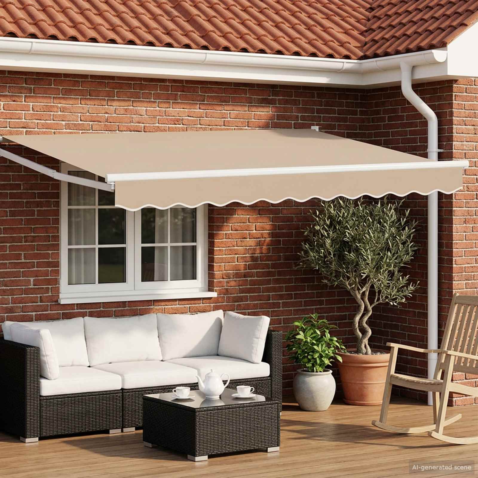Elektrische ausziehbare Markise Beige 3,5 x 2 m