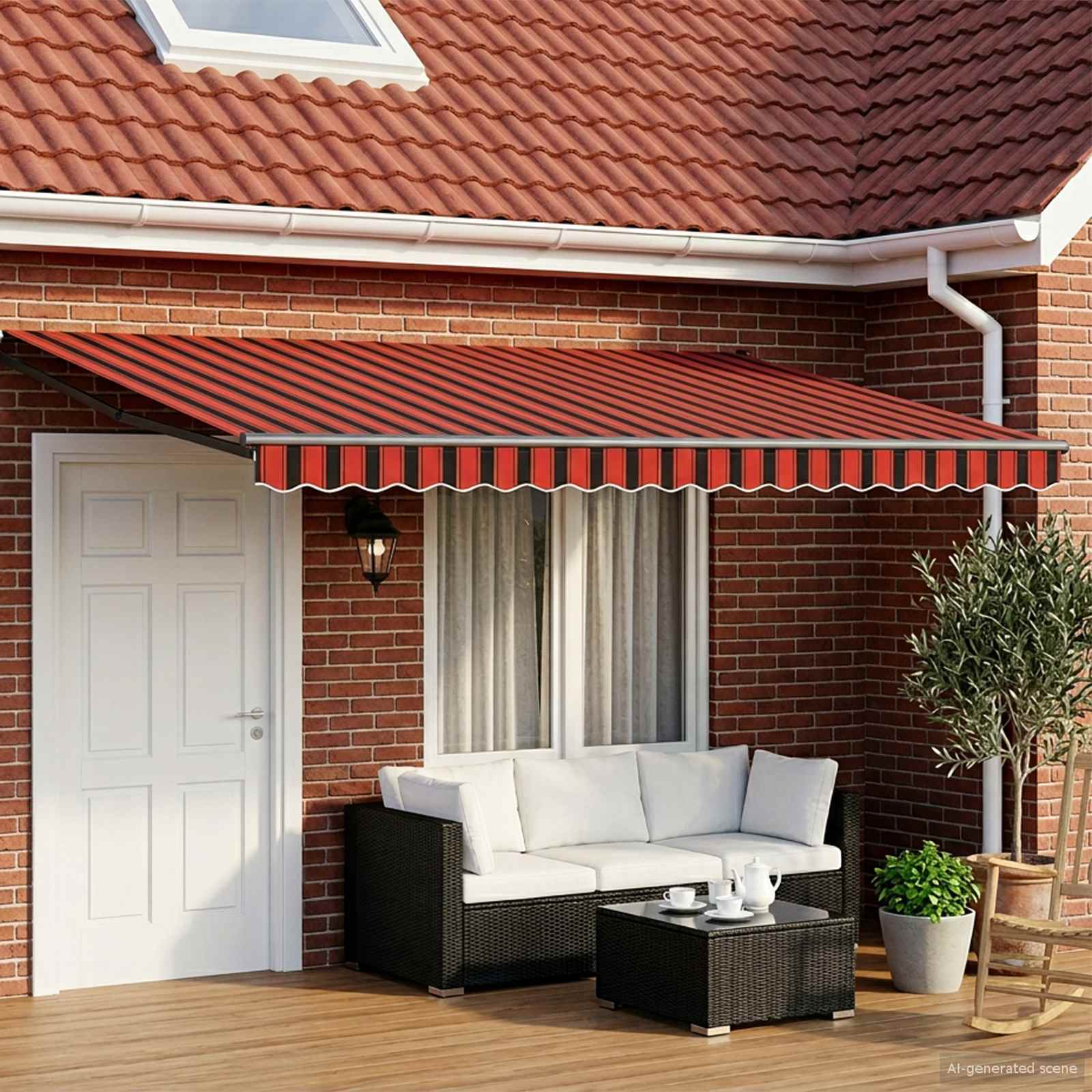 Elektrische ausziehbare Markise Orange und Braun 4 x 3 m
