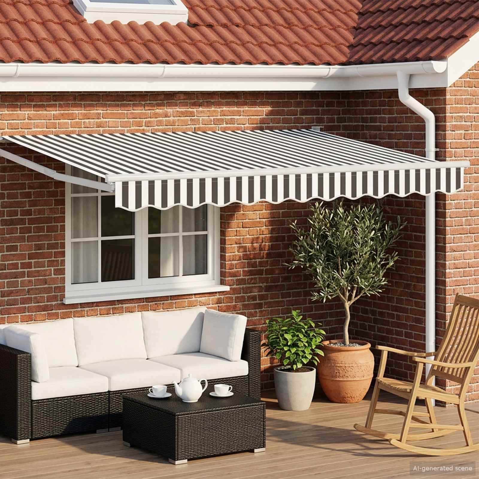Elektrische ausziehbare Markise Anthrazit und Weiß 3 x 2,5 m