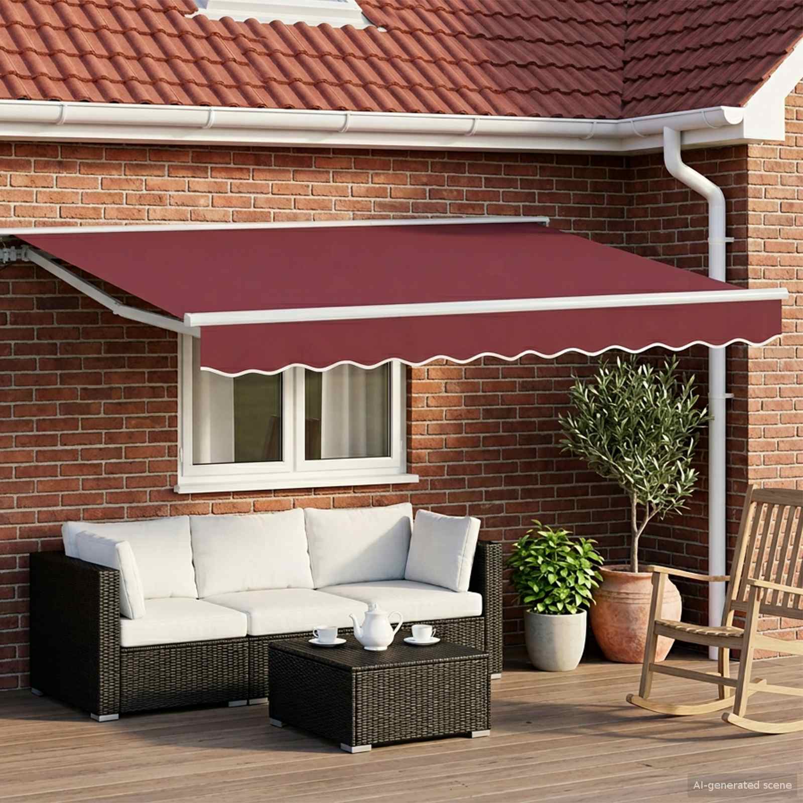Manuell einziehbare Markise Bordeauxrot 3 x 2,5 m